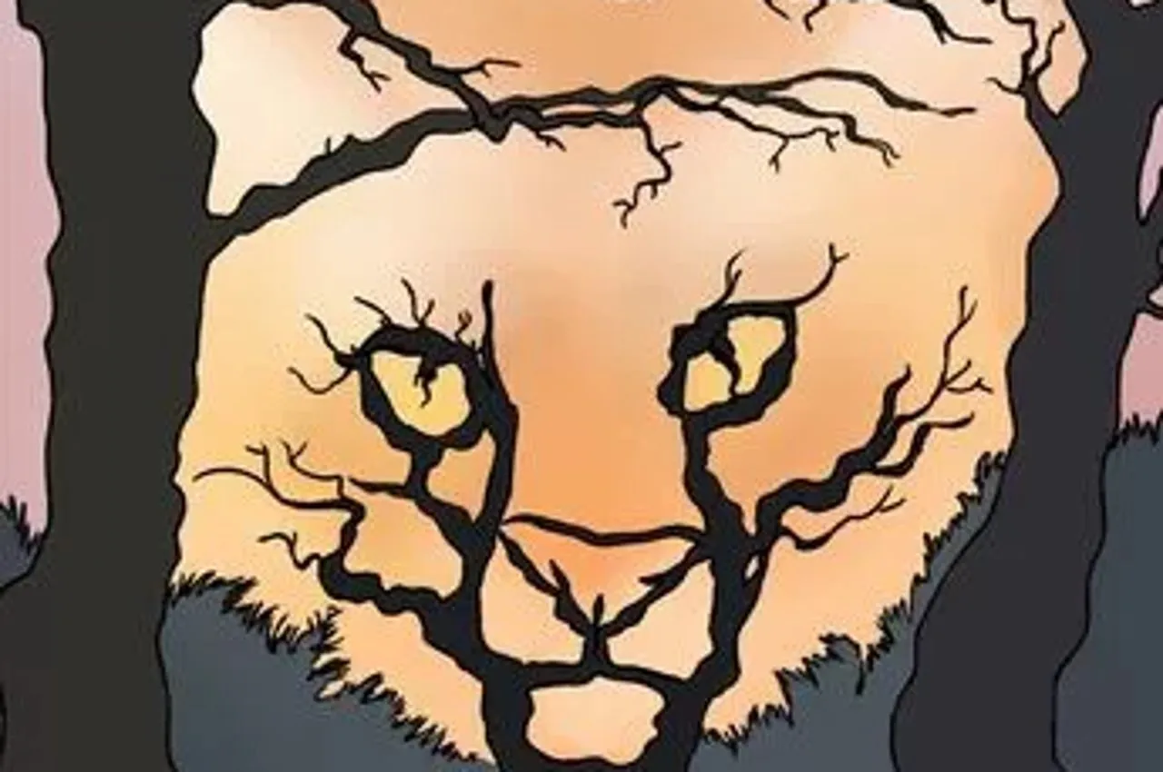 optička iluzija, tigar, drveće