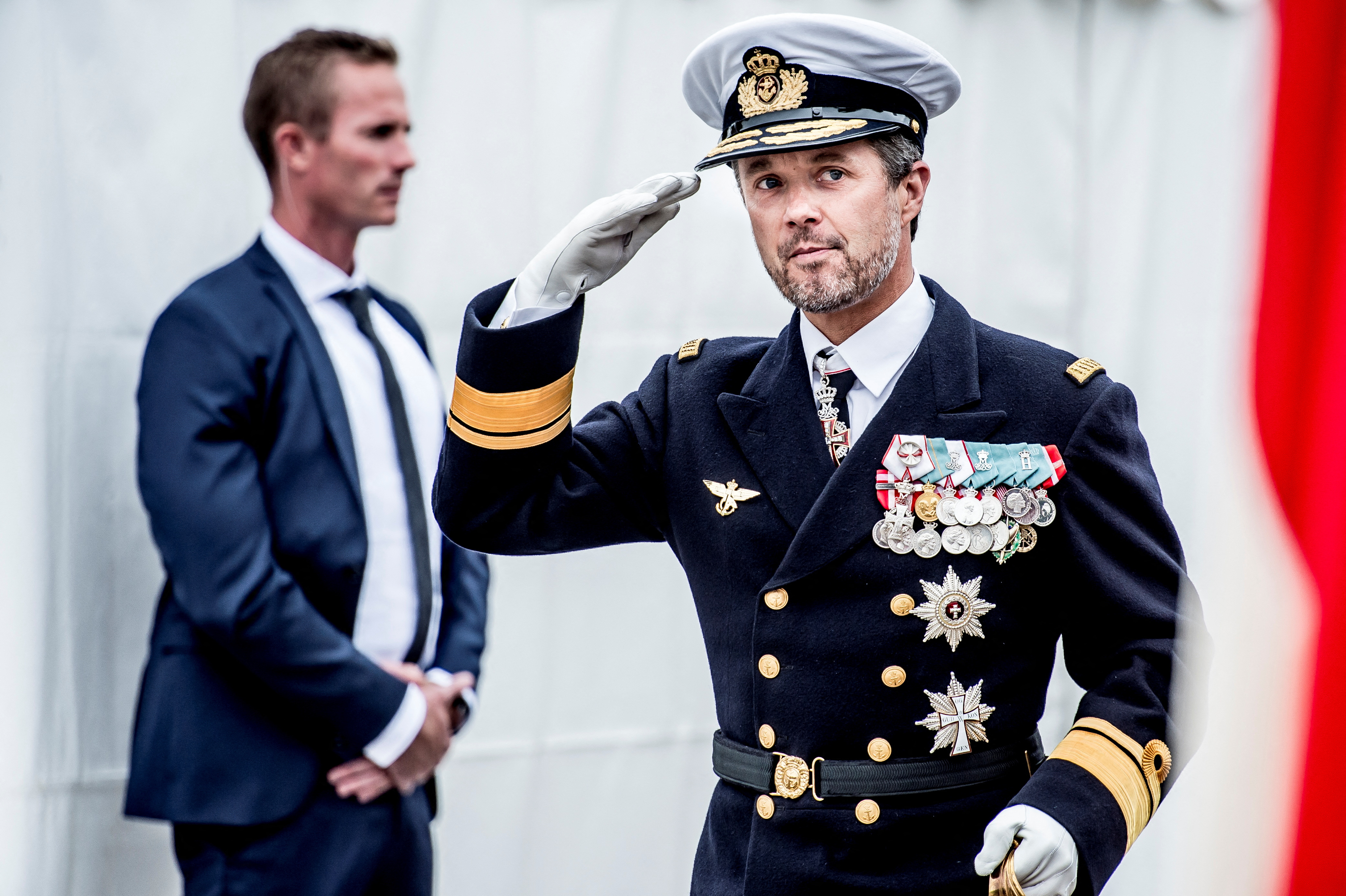 Denmark's Crown Prince Frederik attends the Flag Day for Denmark's envoys, in Copenhagen in 2017
