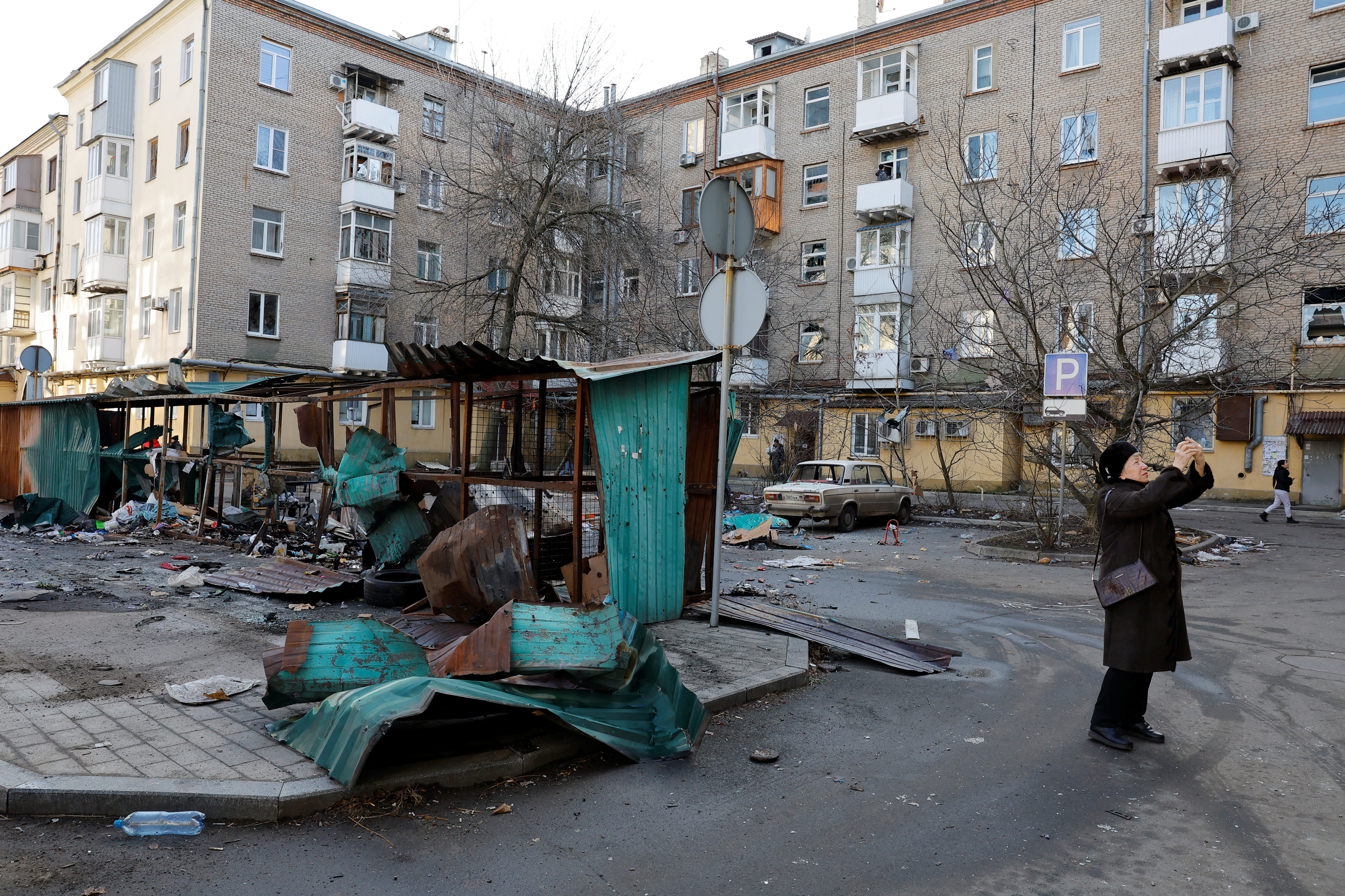 Aftermath of recent shelling in Donetsk