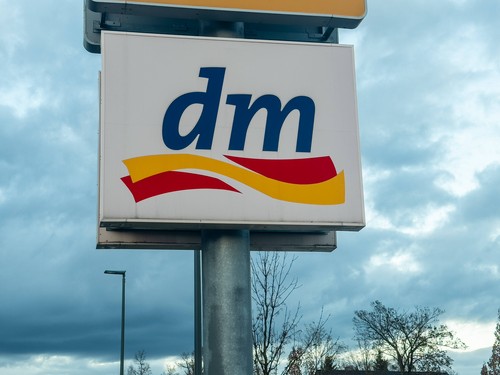Langweid, Bavaria, Germany - November 20, 2023: A dm Drogeriemarkt store with logo *** Eine dm Drogeriemarkt Filiale mit