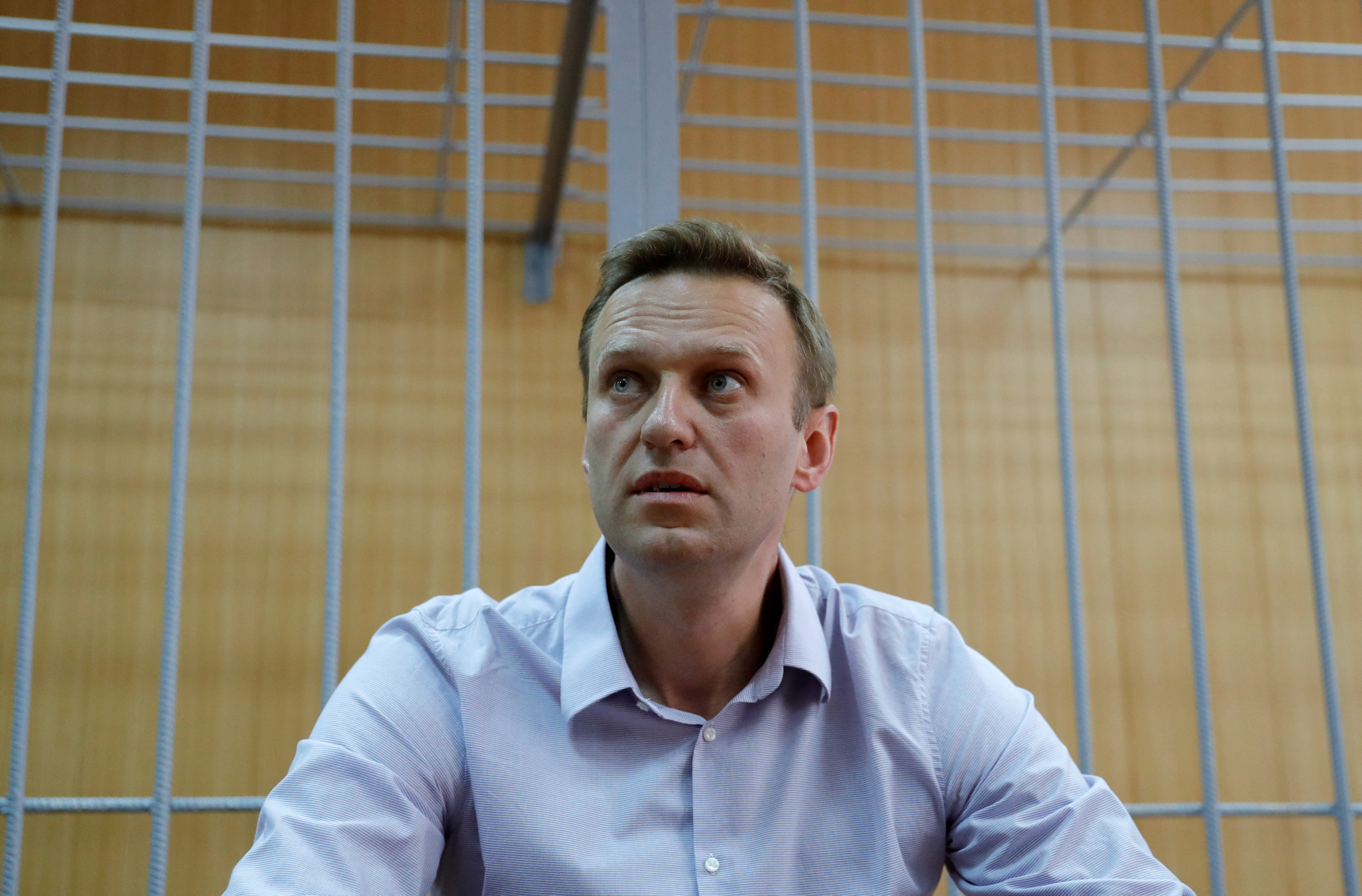 FILE PHOTO: Russian opposition leader Navalny attends a court hearing in Moscow
