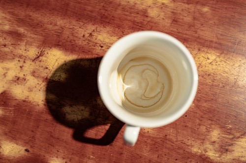 Coffee leaves dirty stain at the bottom of a mug
