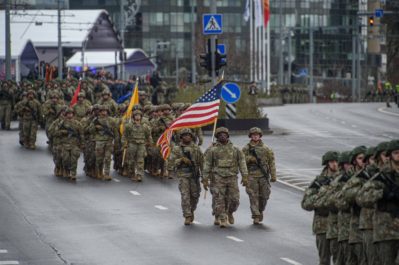 A military parade in honor of Armed Forces Day in Vilnius, Lithuania - 25 Nov 2023