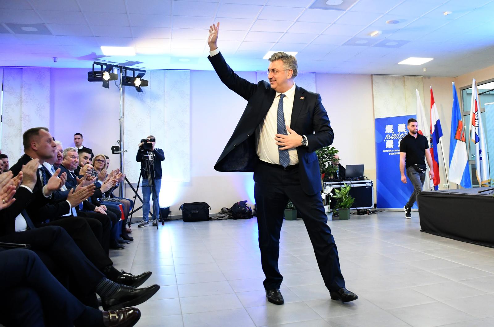 Virovitica: Premijer Andrej Plenkovi? na obiljeavanju 34. obljetnice osnutka Hrvatske demokratske stranke
