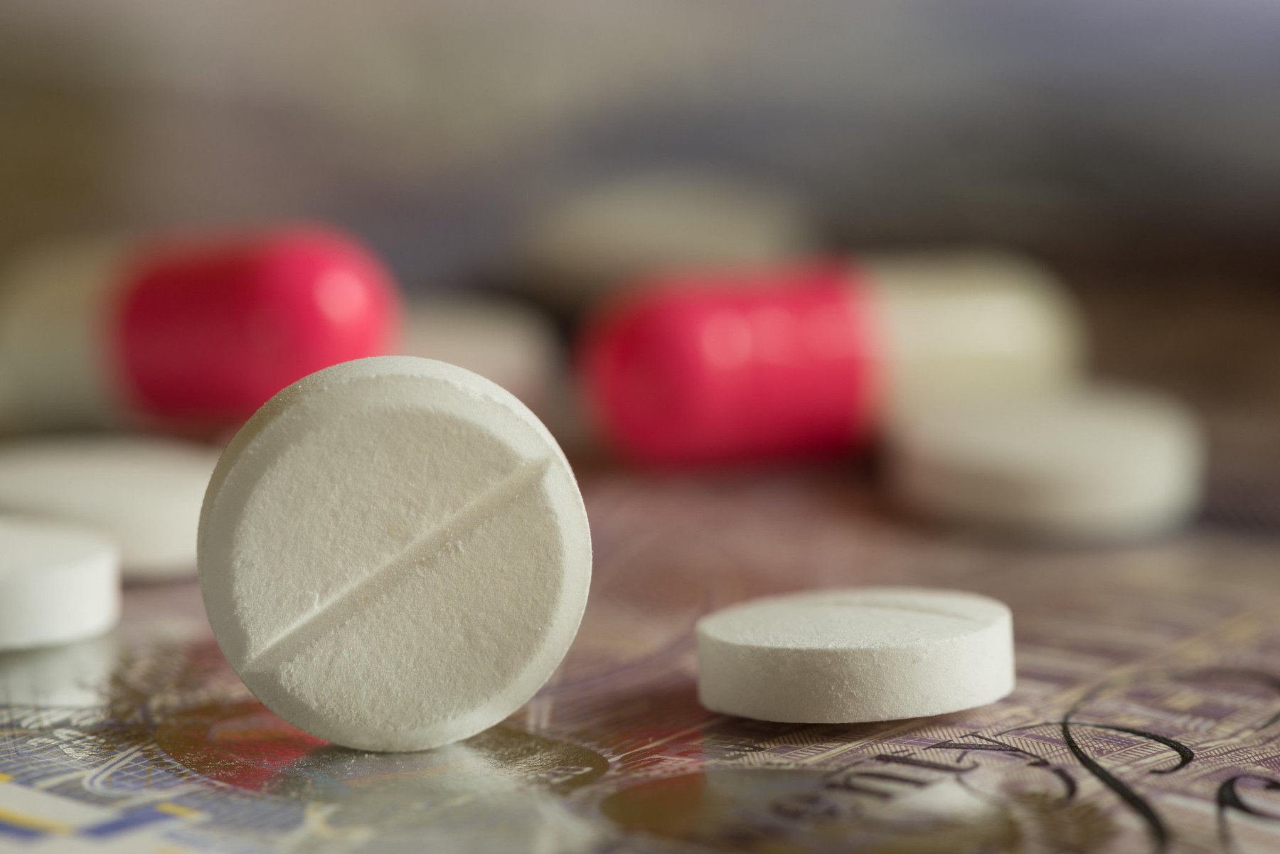 Mixture pills aspirin Ibuprofen painkiller over the counter without a prescription blue amitriptyline tricyclic antidepressant