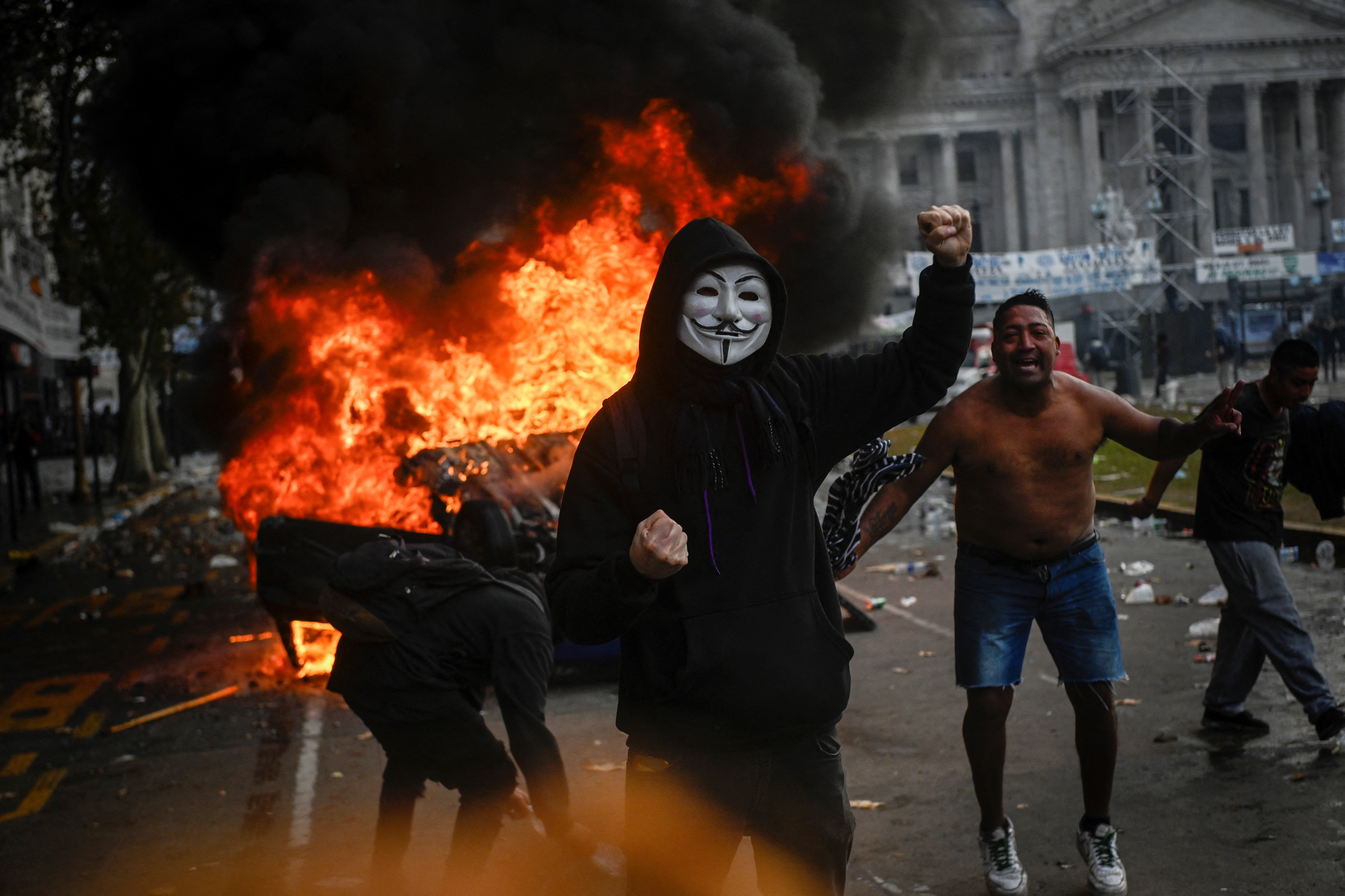 Protest as Argentina's Senate debates President Milei's "omnibus bill", in Buenos Aires