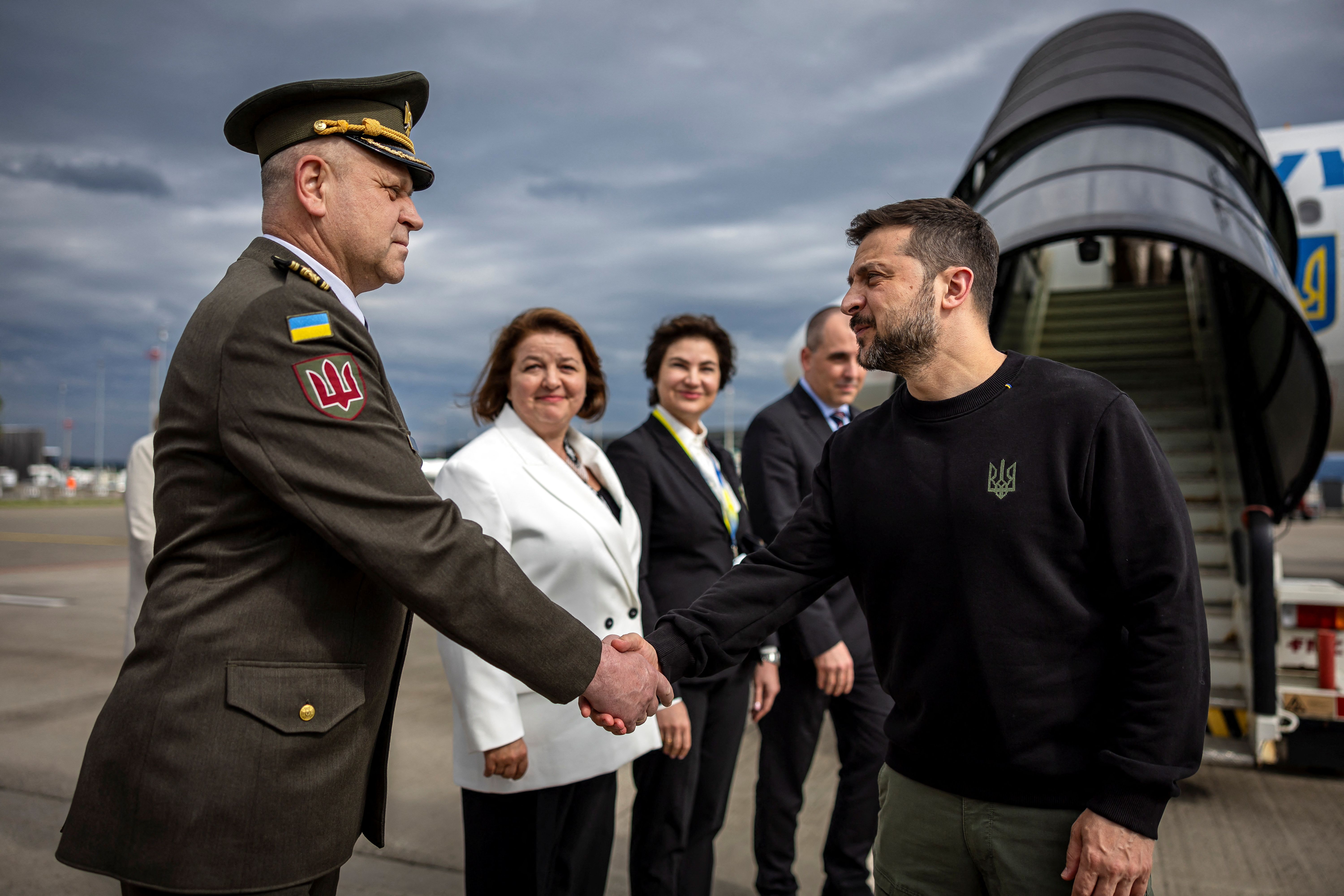 Ukrainian President Volodymyr Zelenskiy arrives at Zurich airport, ahead of the Summit on Peace in Ukraine conference