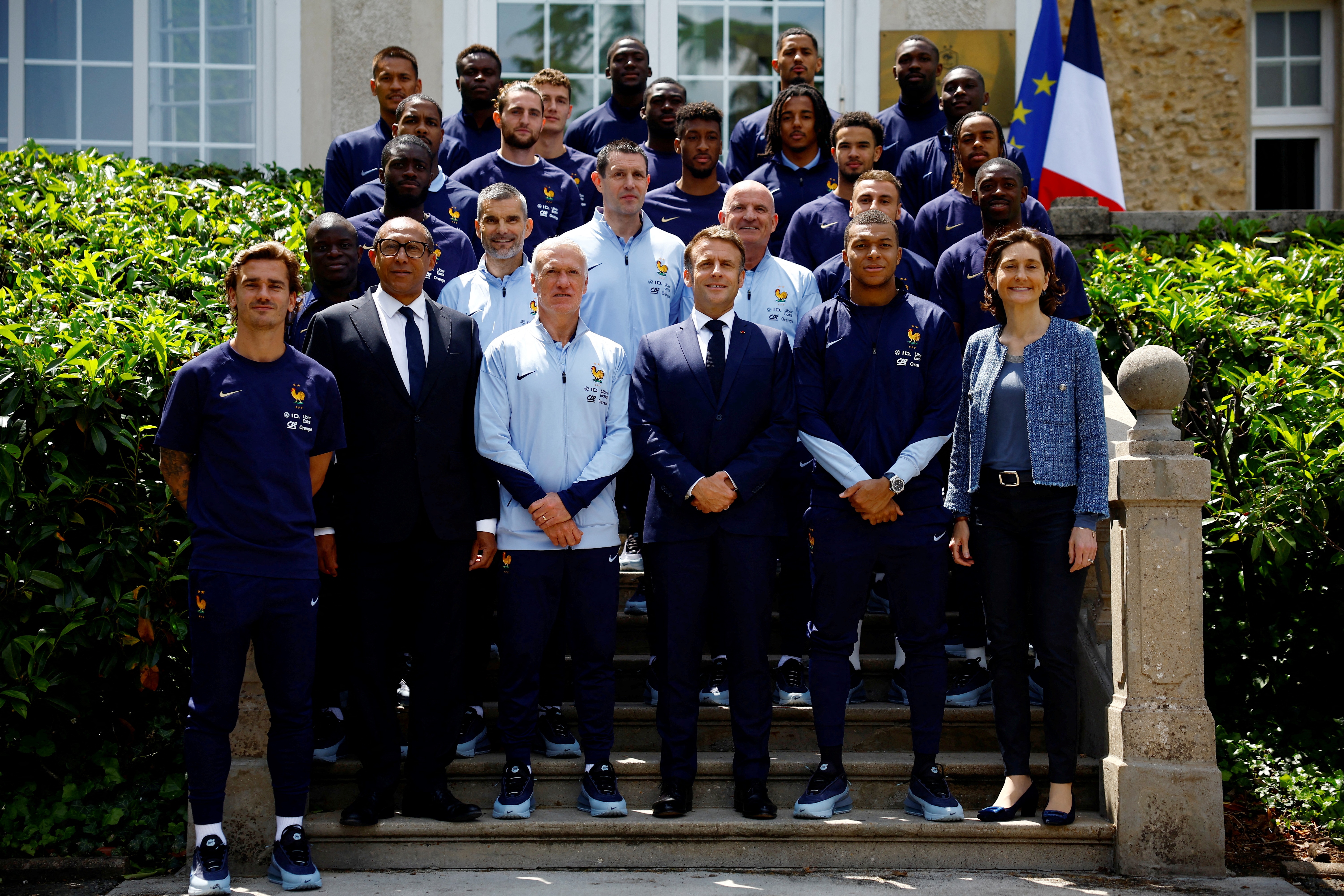 French President Macron meets French national soccer team ahead of the UEFA Euro 2024
