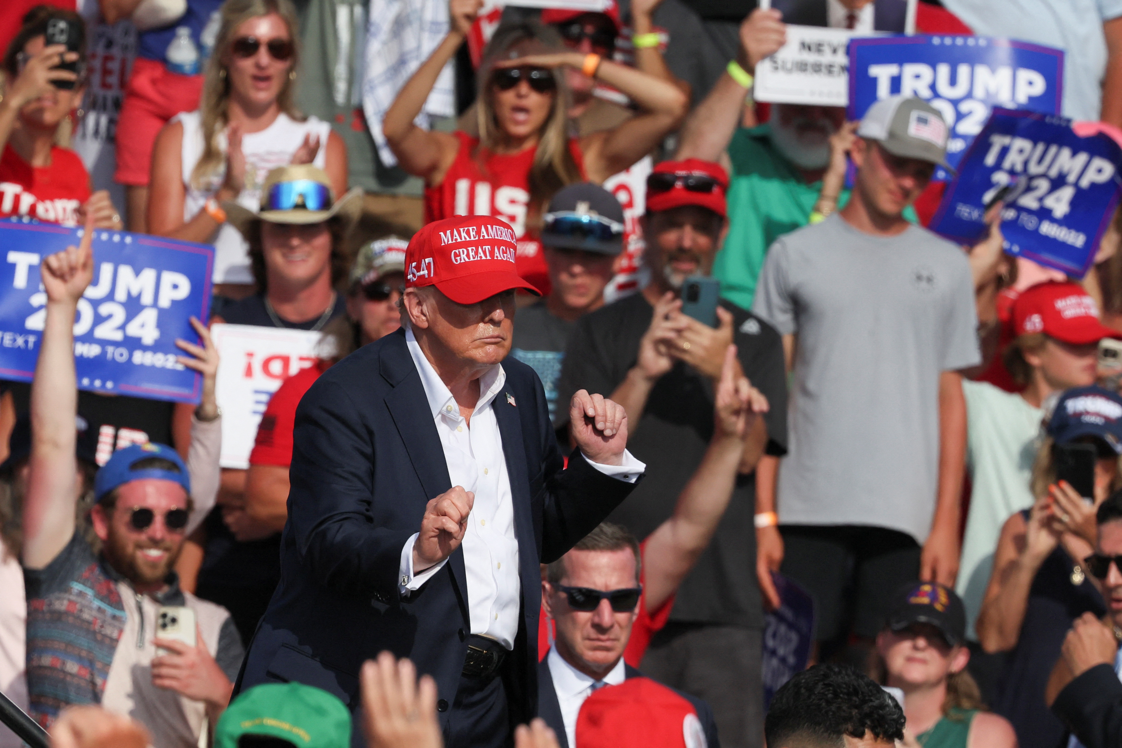 Former U.S. President and Republican presidential candidate Donald Trump holds a campaign event in Chesapeake