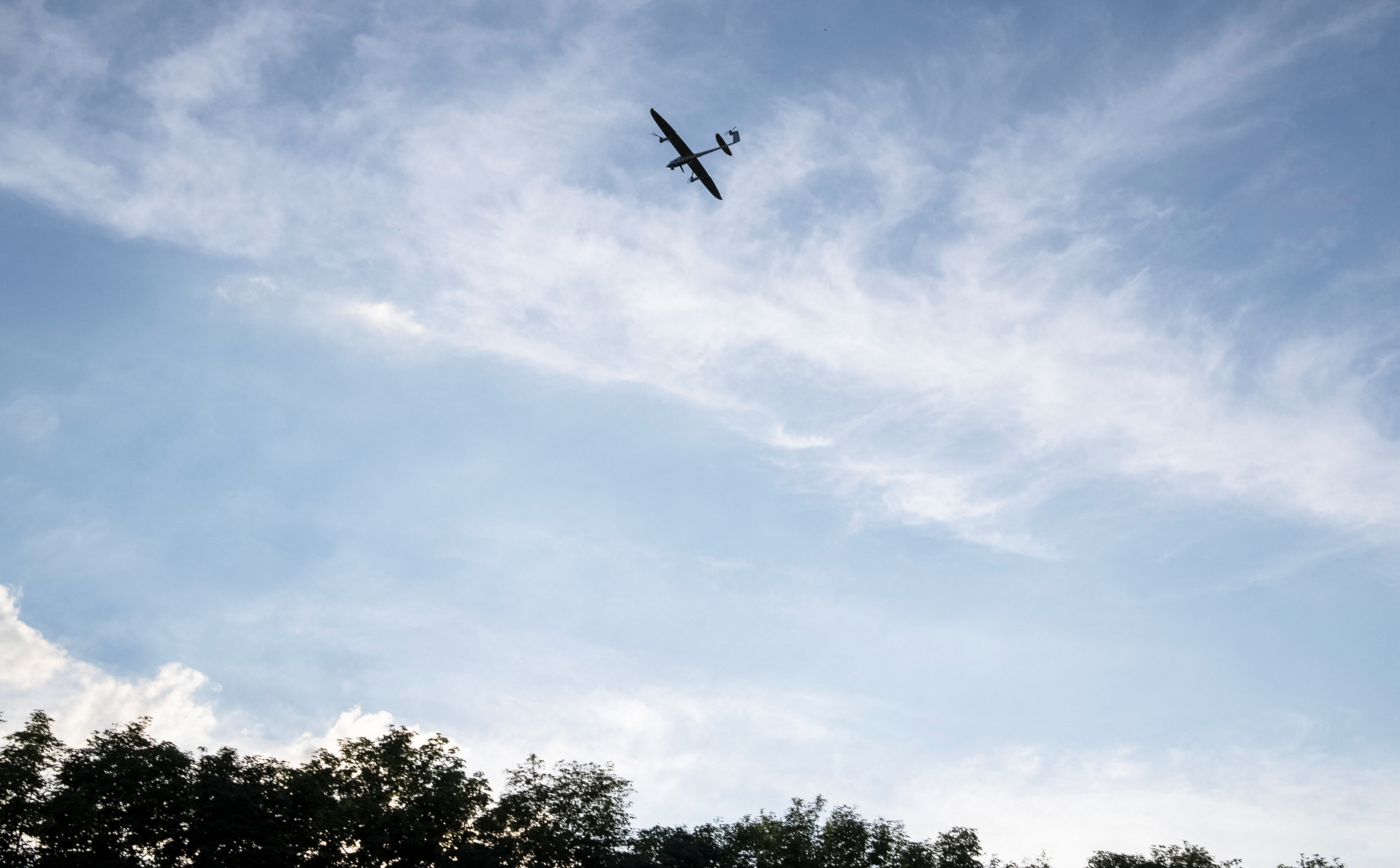 Vector, a mid-range reconnaissance drone, flies to positions of Russian troops in a Kharkiv region