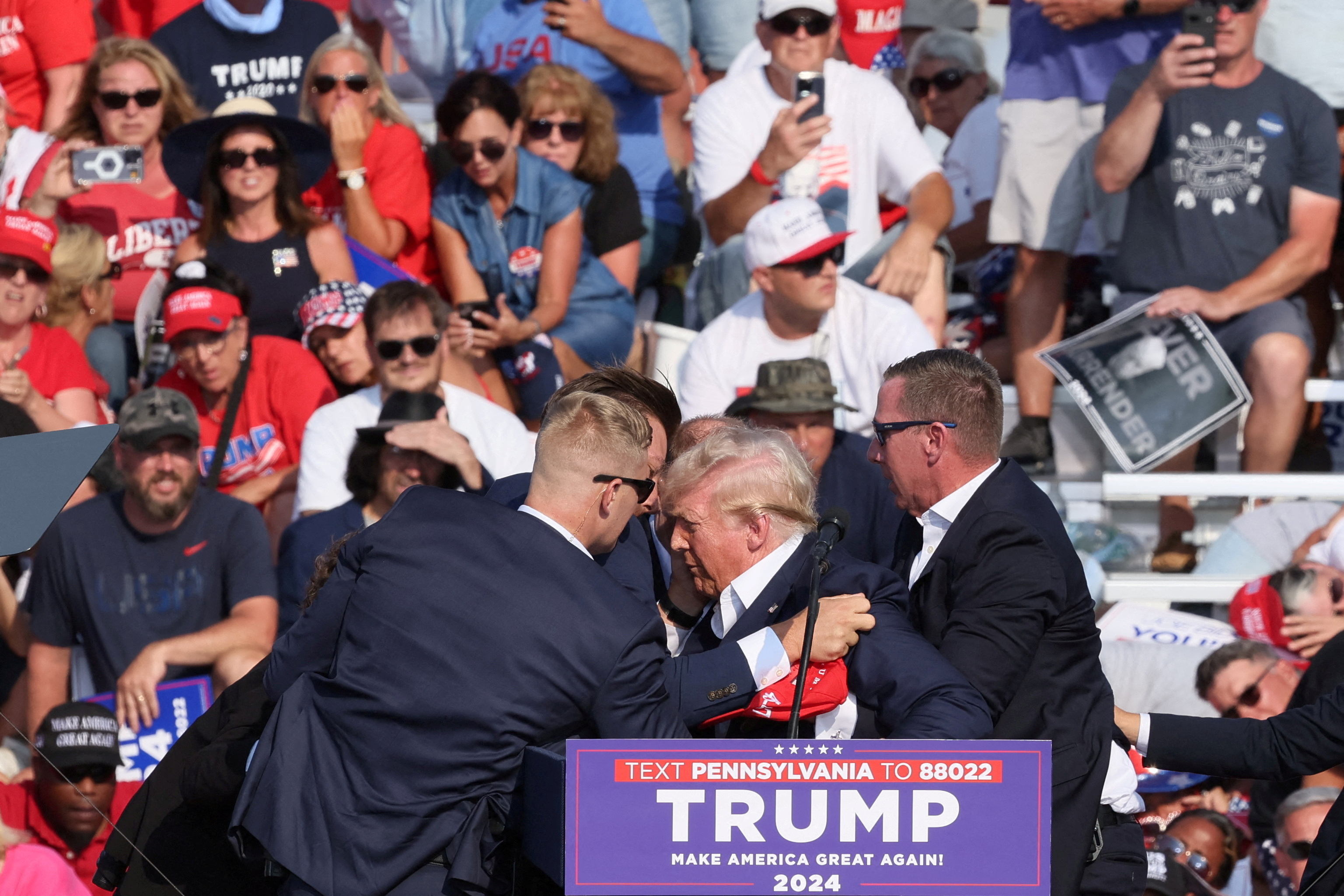 Republican presidential candidate Donald Trump holds a campaign rally in Butler