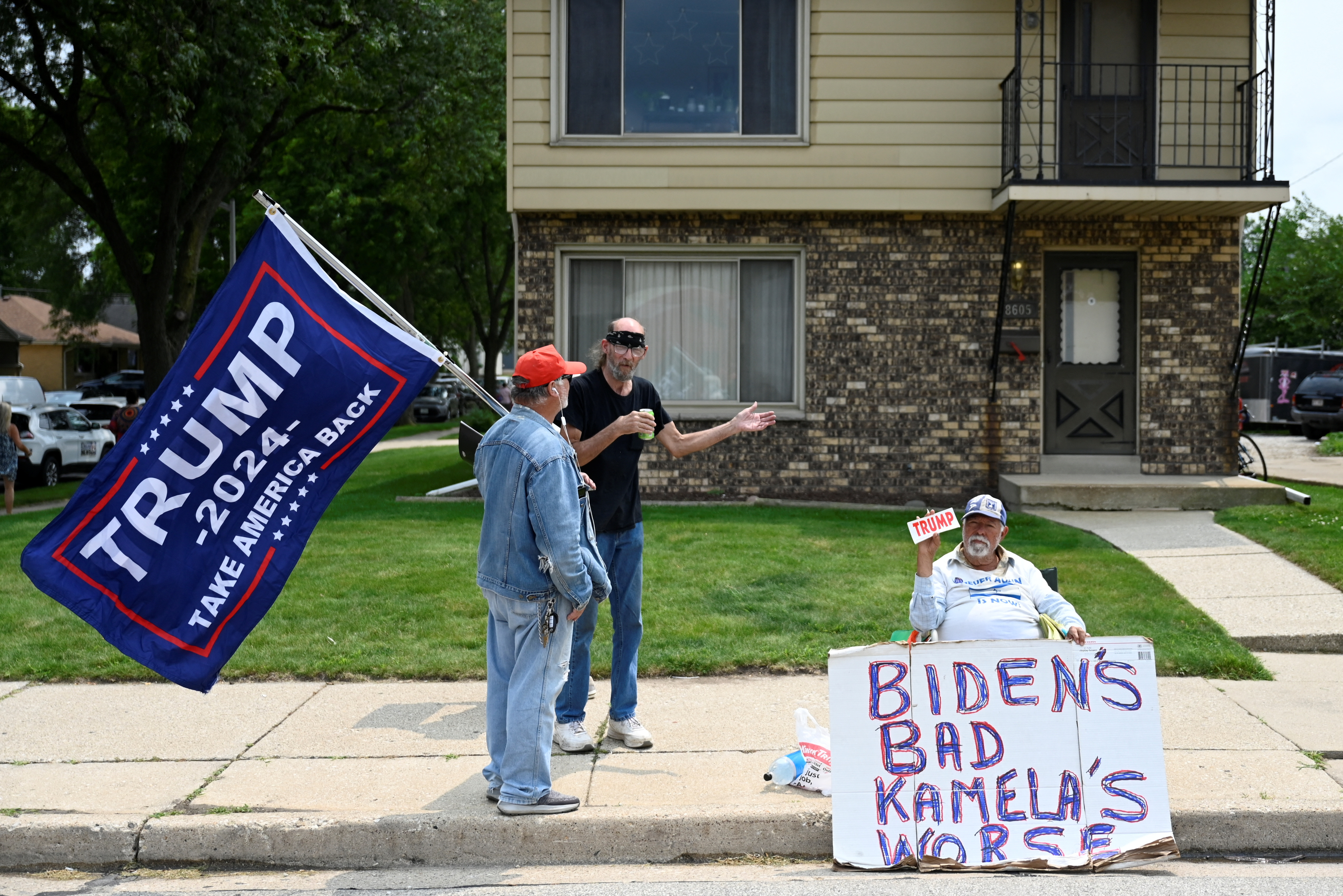U.S. Vice President Kamala Harris attends a campaign event at West Allis Central High School