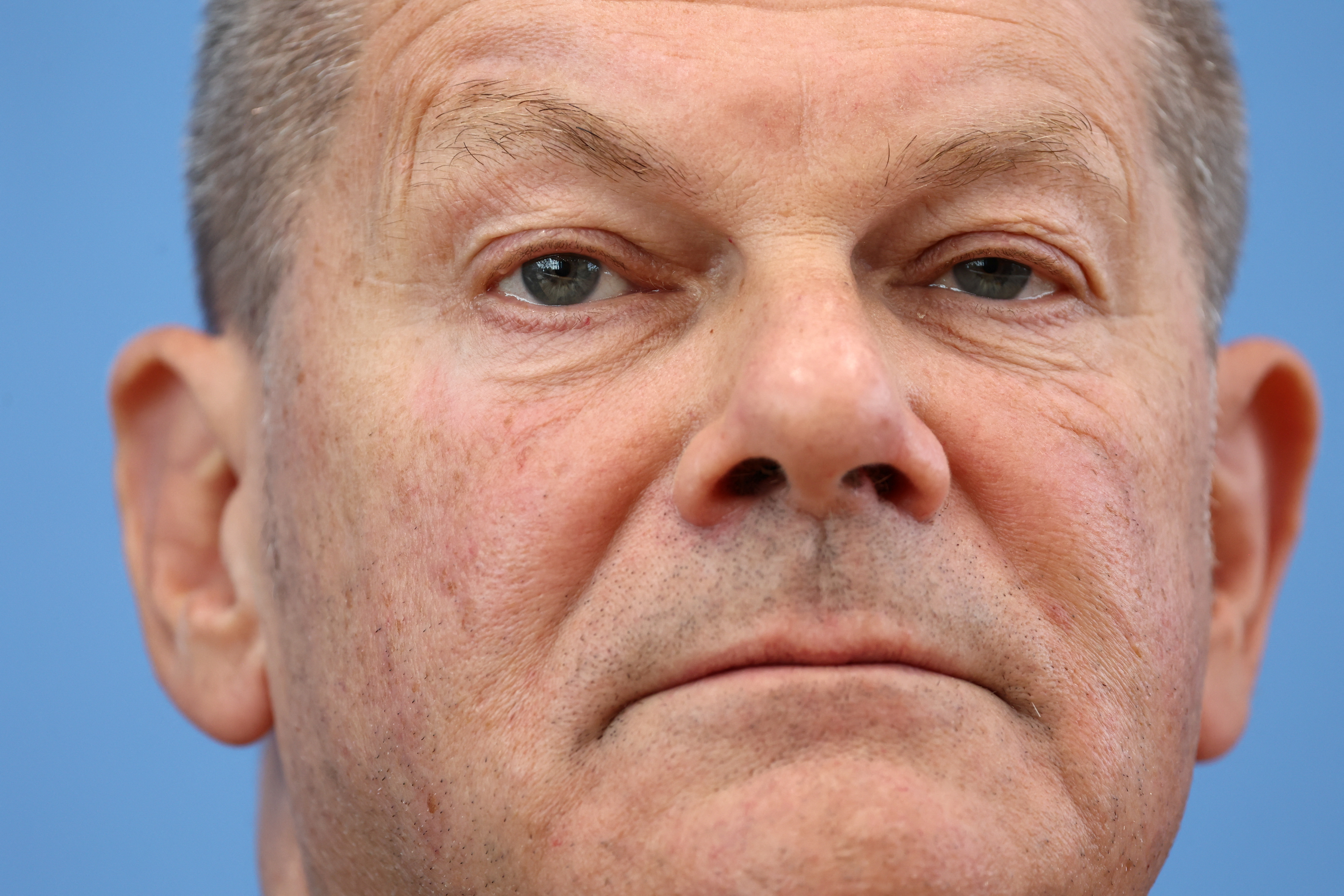 German Chancellor Olaf Scholz attends the traditional "summer press conference" in Berlin