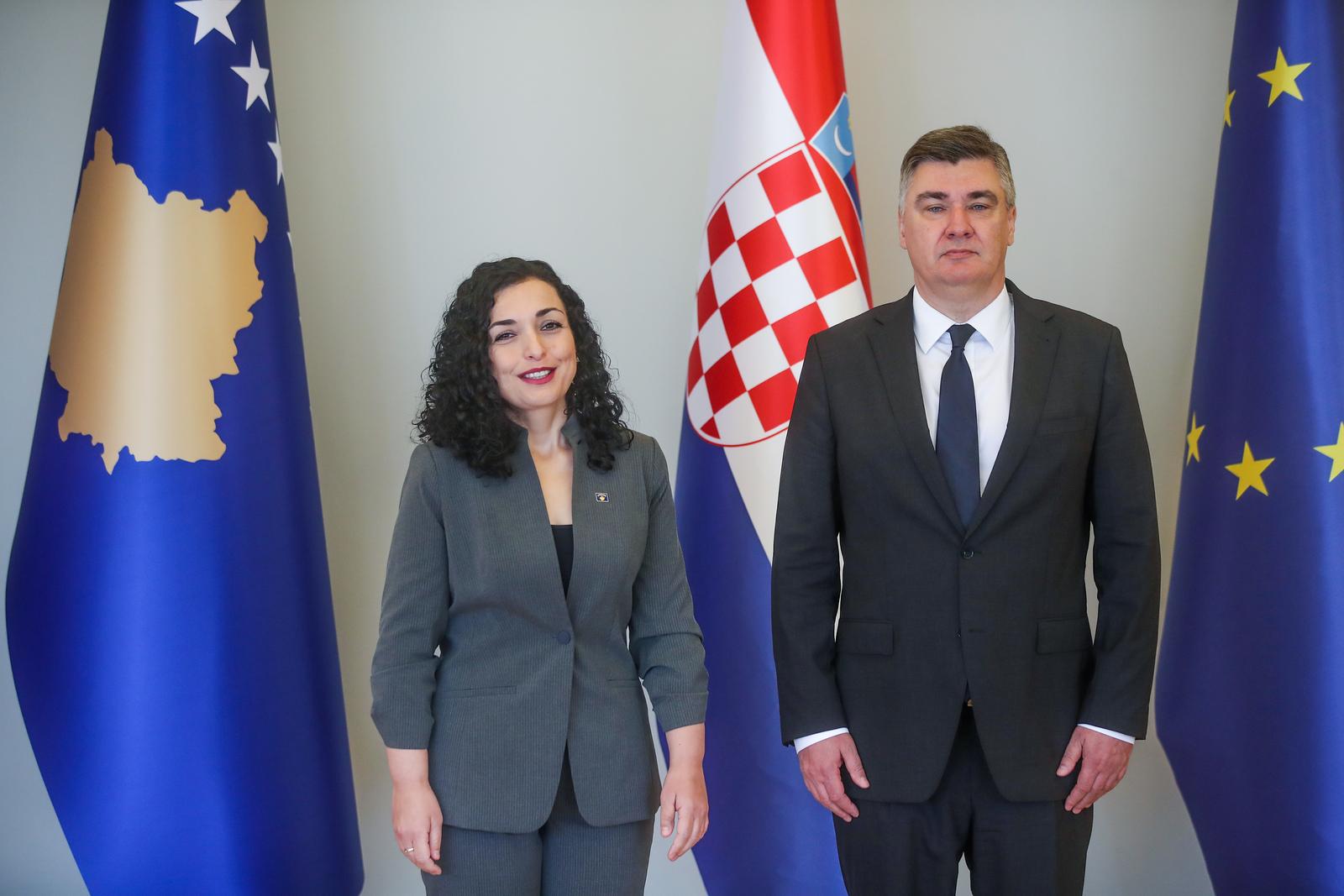 Zagreb: Predsjednik Zoran Milanović ugostio predsjednicu Republike Kosovo Vjosu Osmani