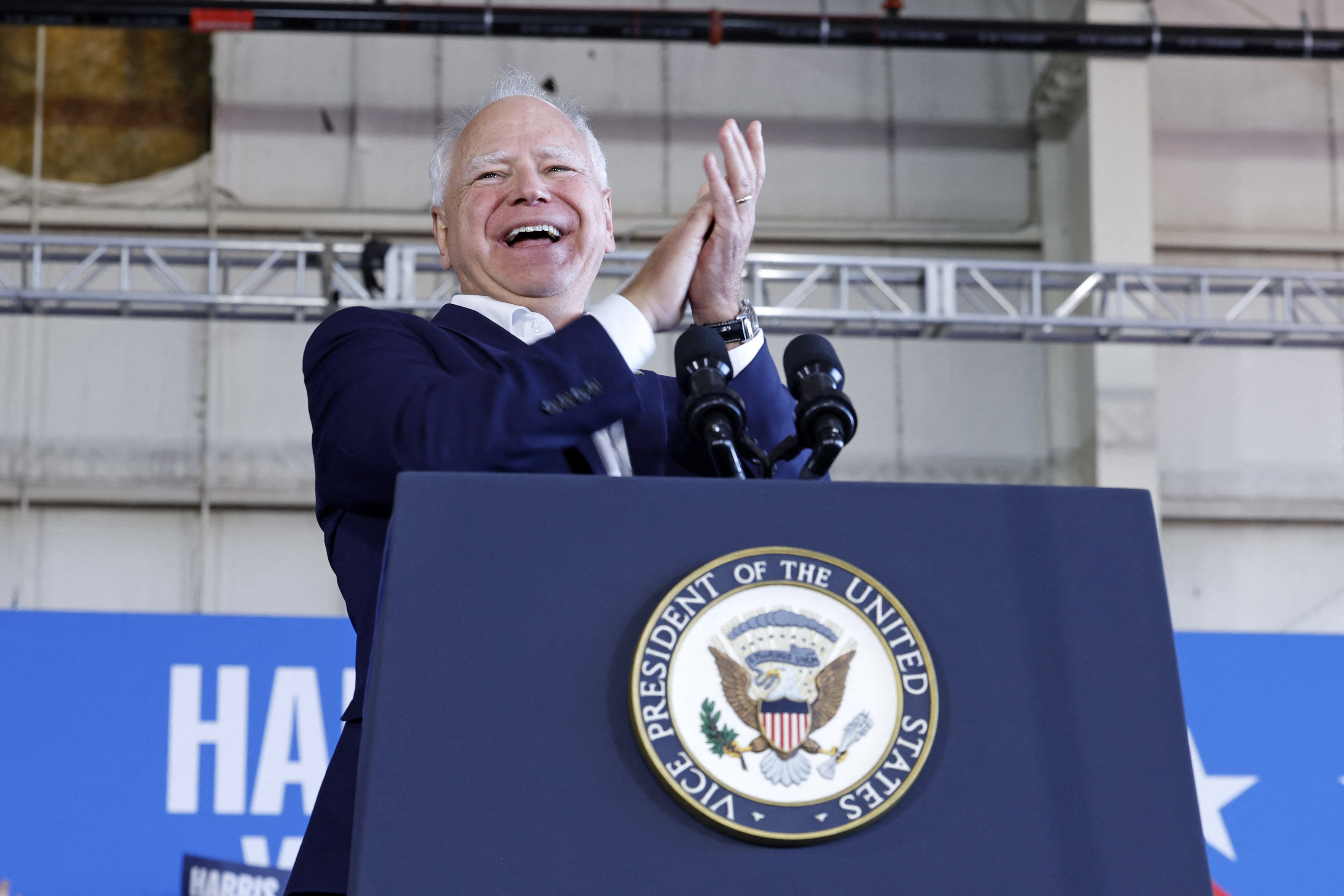 Kamala Harris and Tim Walz campaign rally.