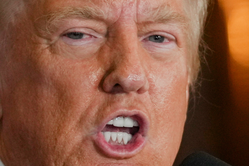 Trump speaks during a press conference, in New York City,