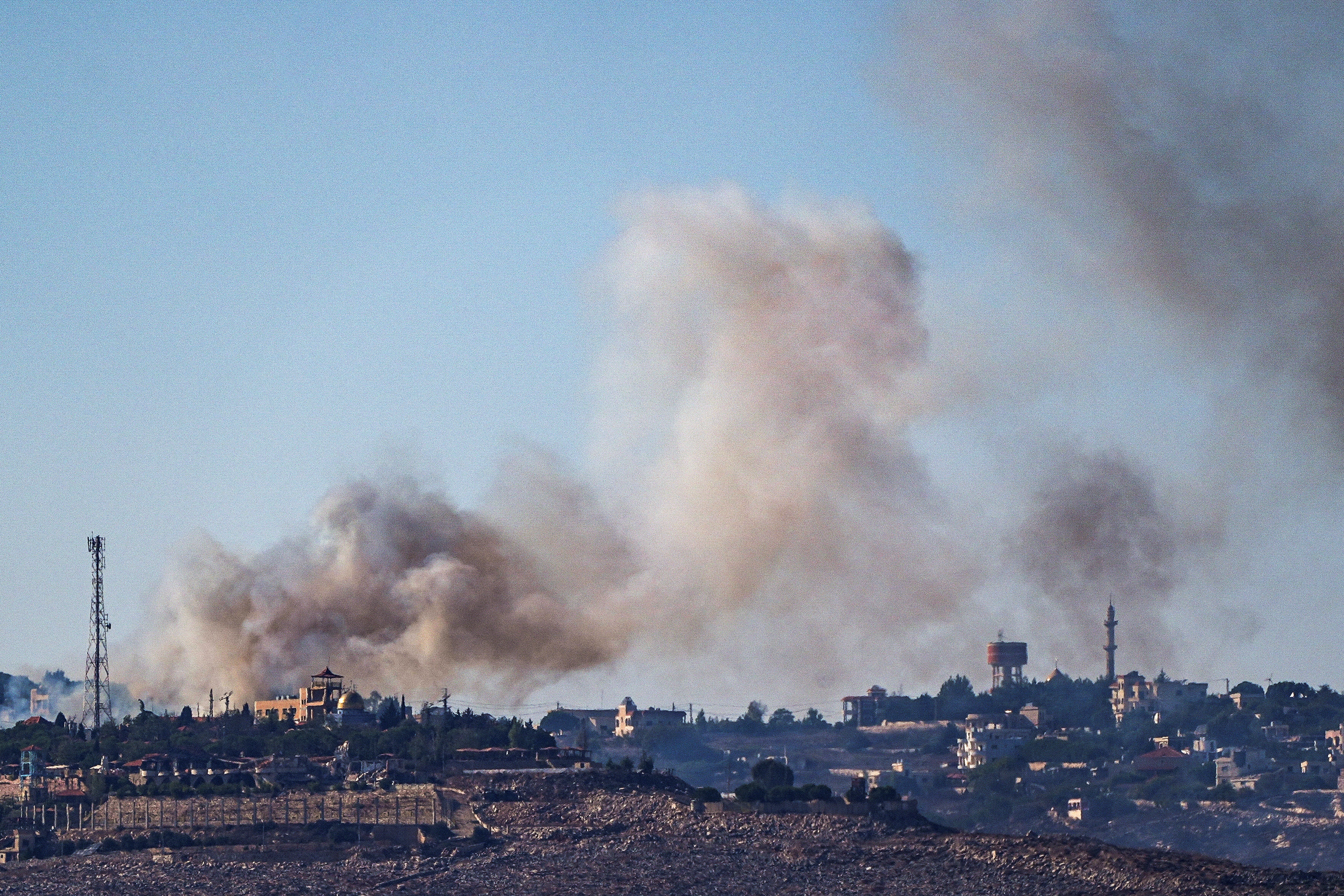 Smoke rises above Lebanon following an Israeli strike as seen from northern Israel