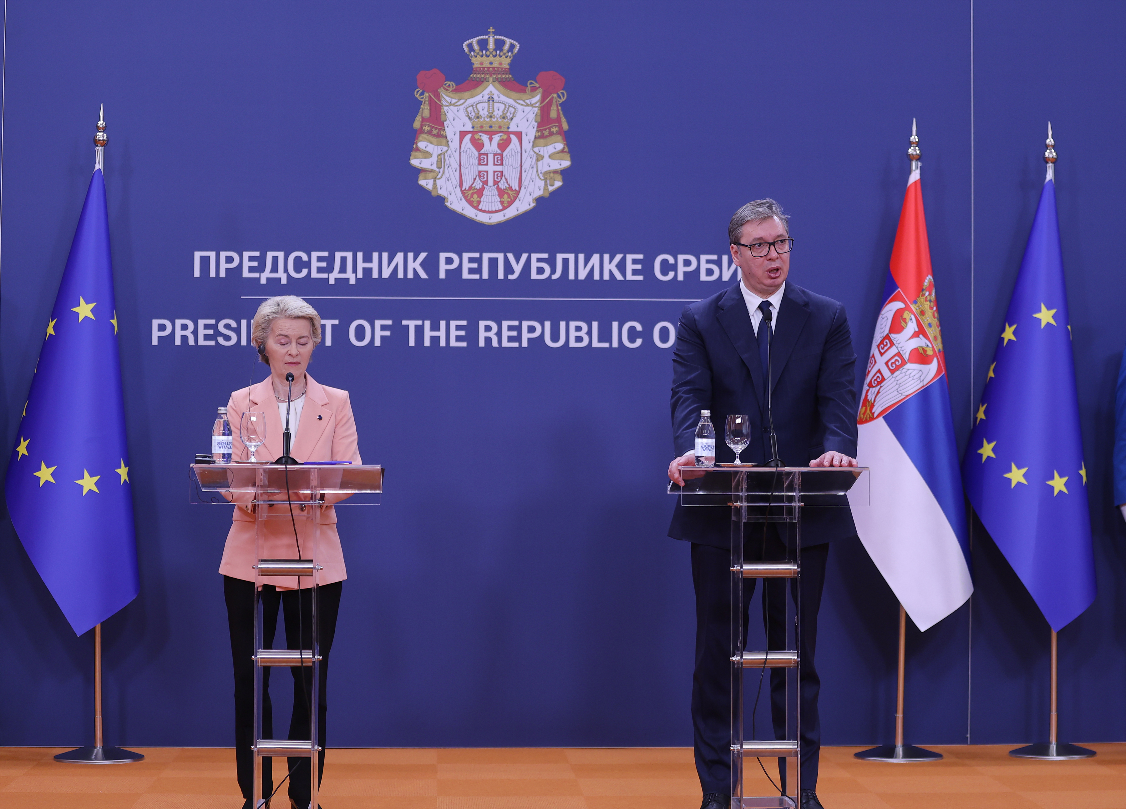 Beograd: Izjave za medije predsjednika Republike Srbije Aleksandra Vučića i predsjednice Europske komisije Ursule von der Leyen