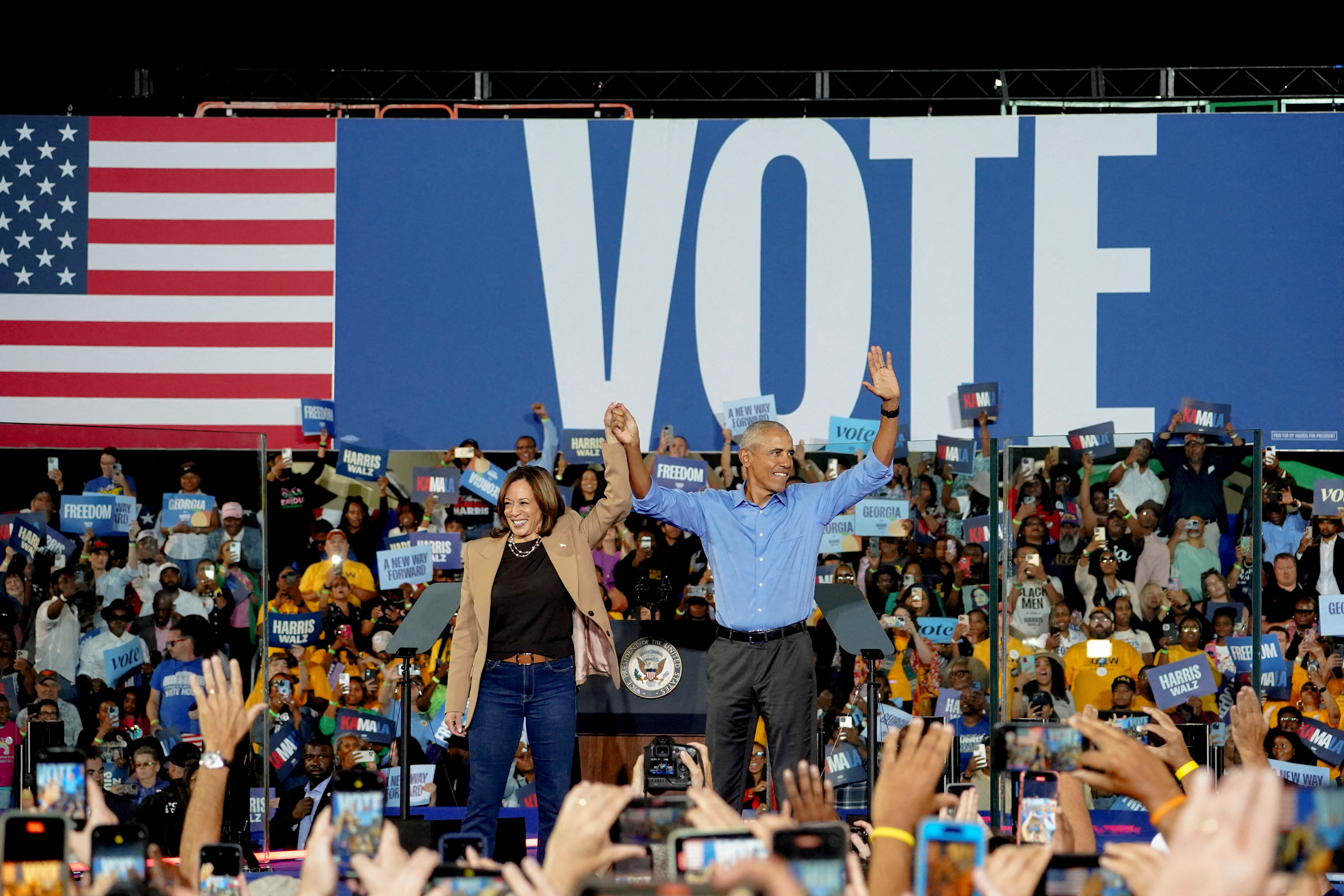 Democratic presidential nominee U.S. Vice President Kamala Harris campaigns in Georgia
