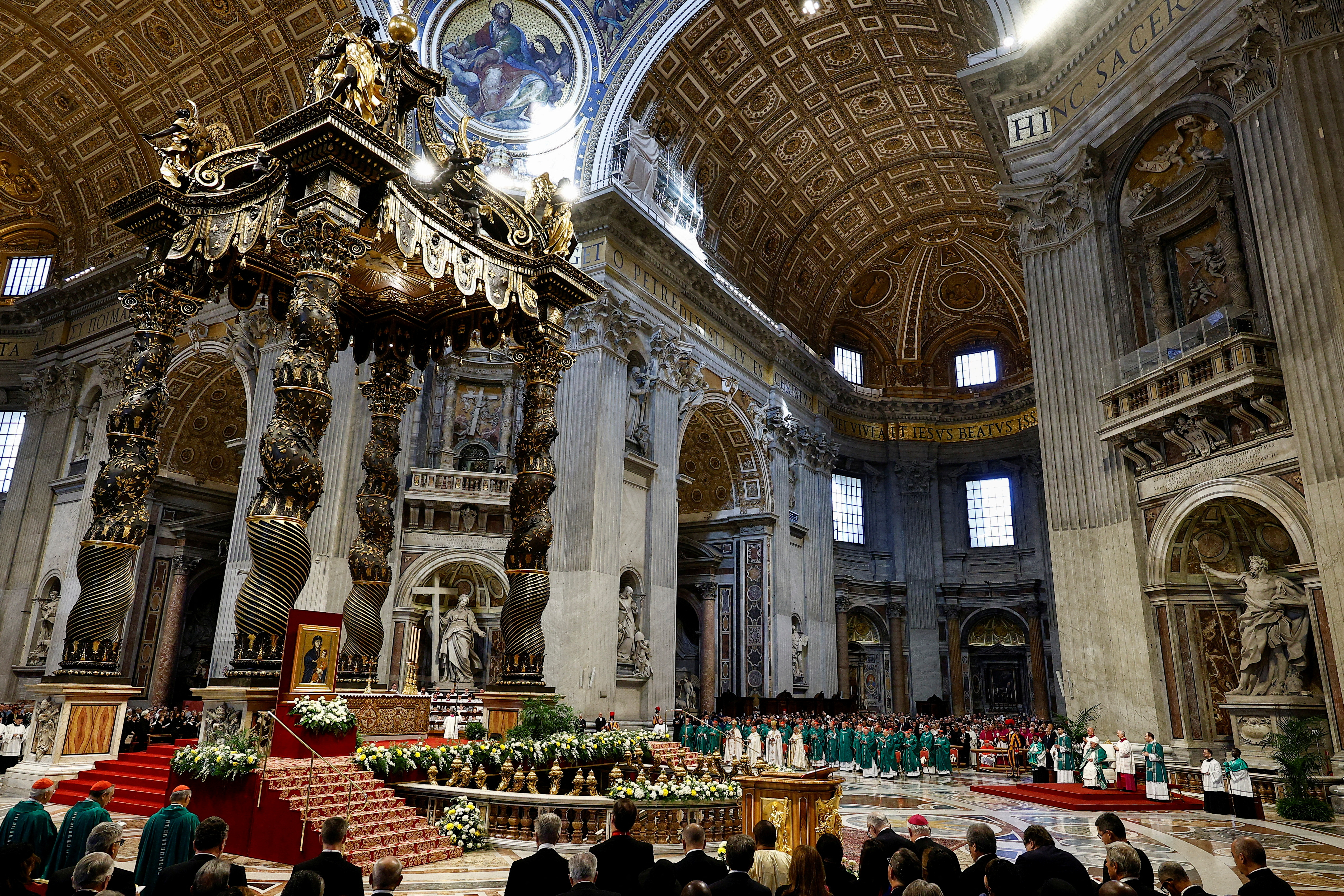 Pope leads mass to close Synod of Bishops in Saint Peter's Basilica at the Vatican