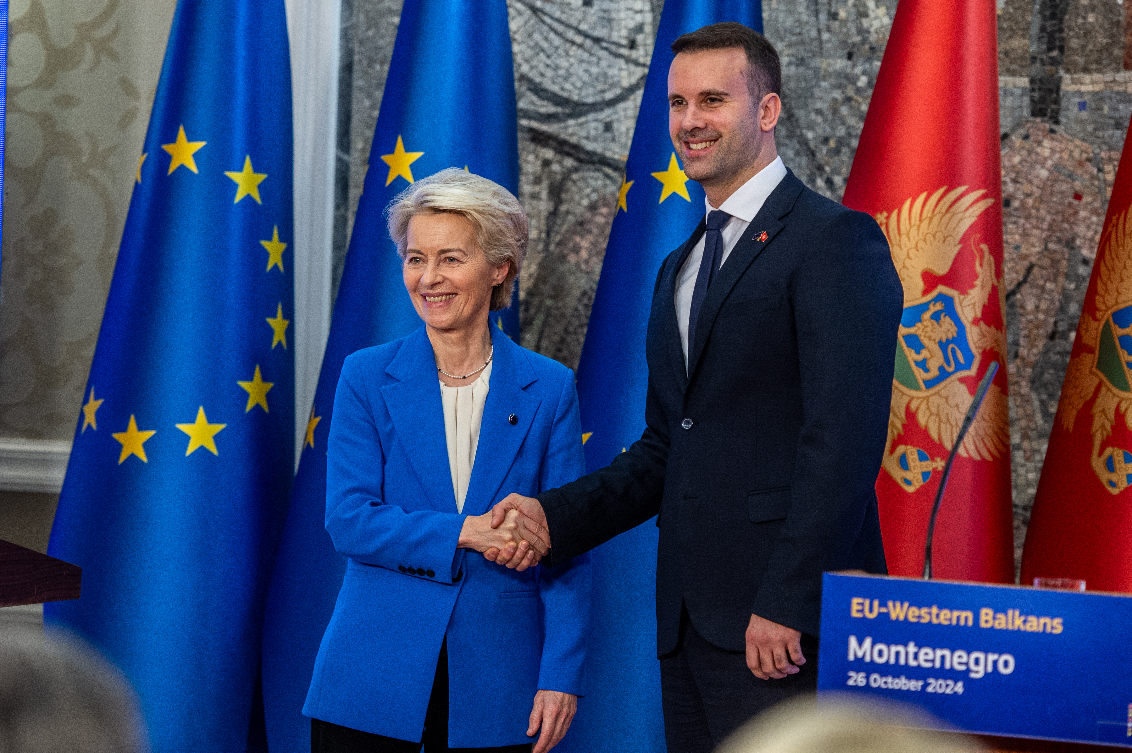 Podgorica: Konferencija za medije premijera Crne Gore Milojka Spajića i predsjednice Europske komisije Ursule von der Leyen