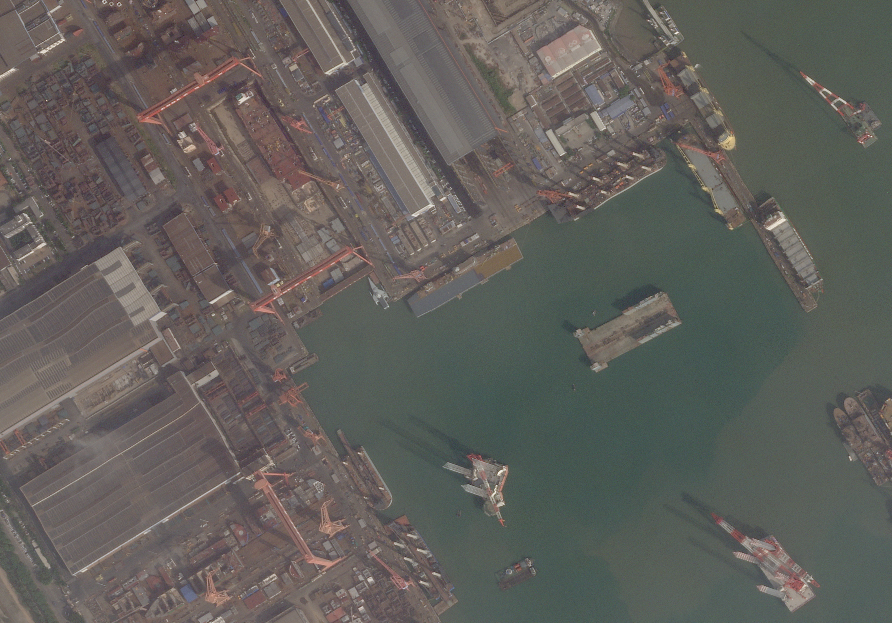 A satellite image shows a vessel in Chinese shipyard in Guangzhou