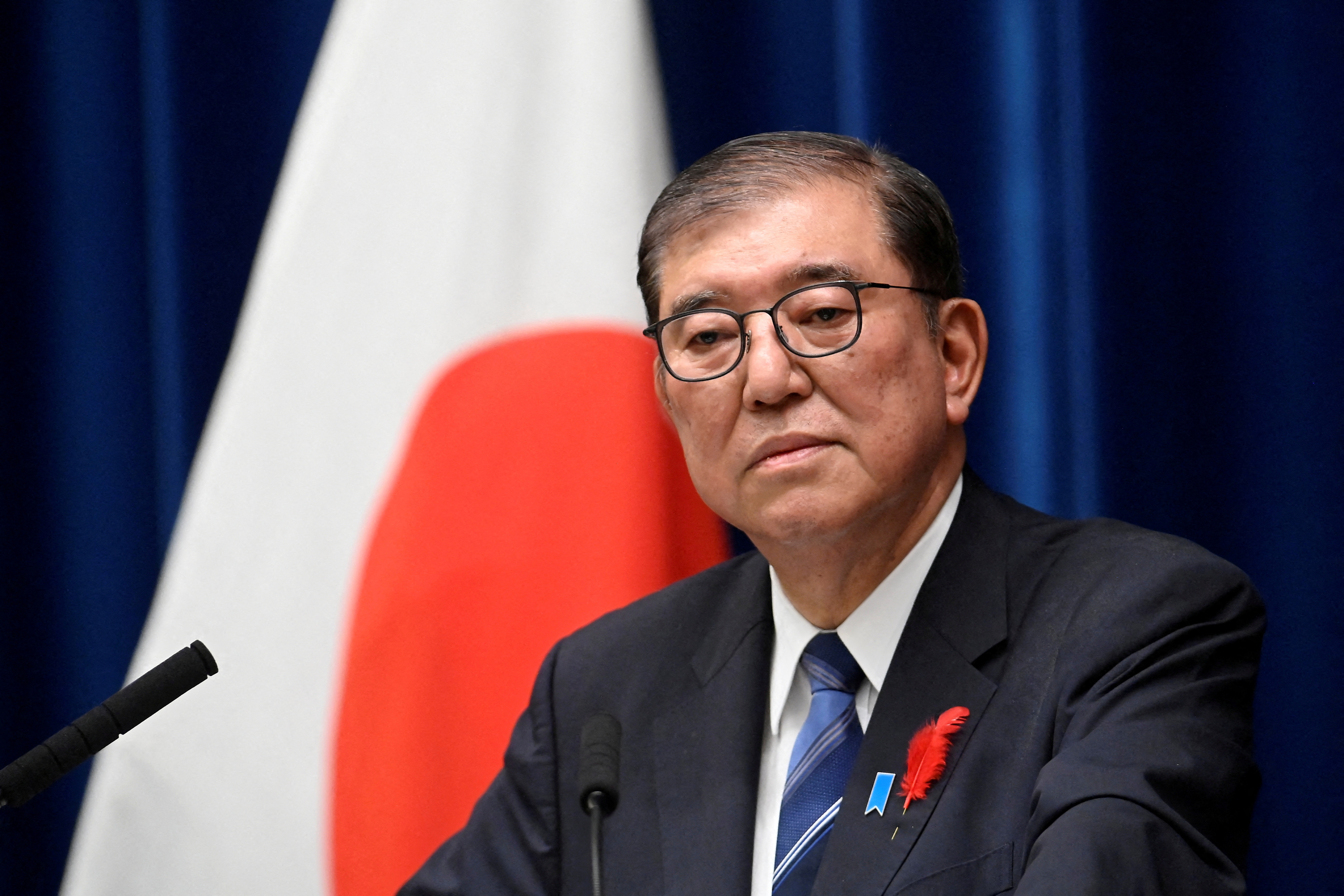 FILE PHOTO: Japanese PM Shigeru Ishiba holds a press conference in Tokyo