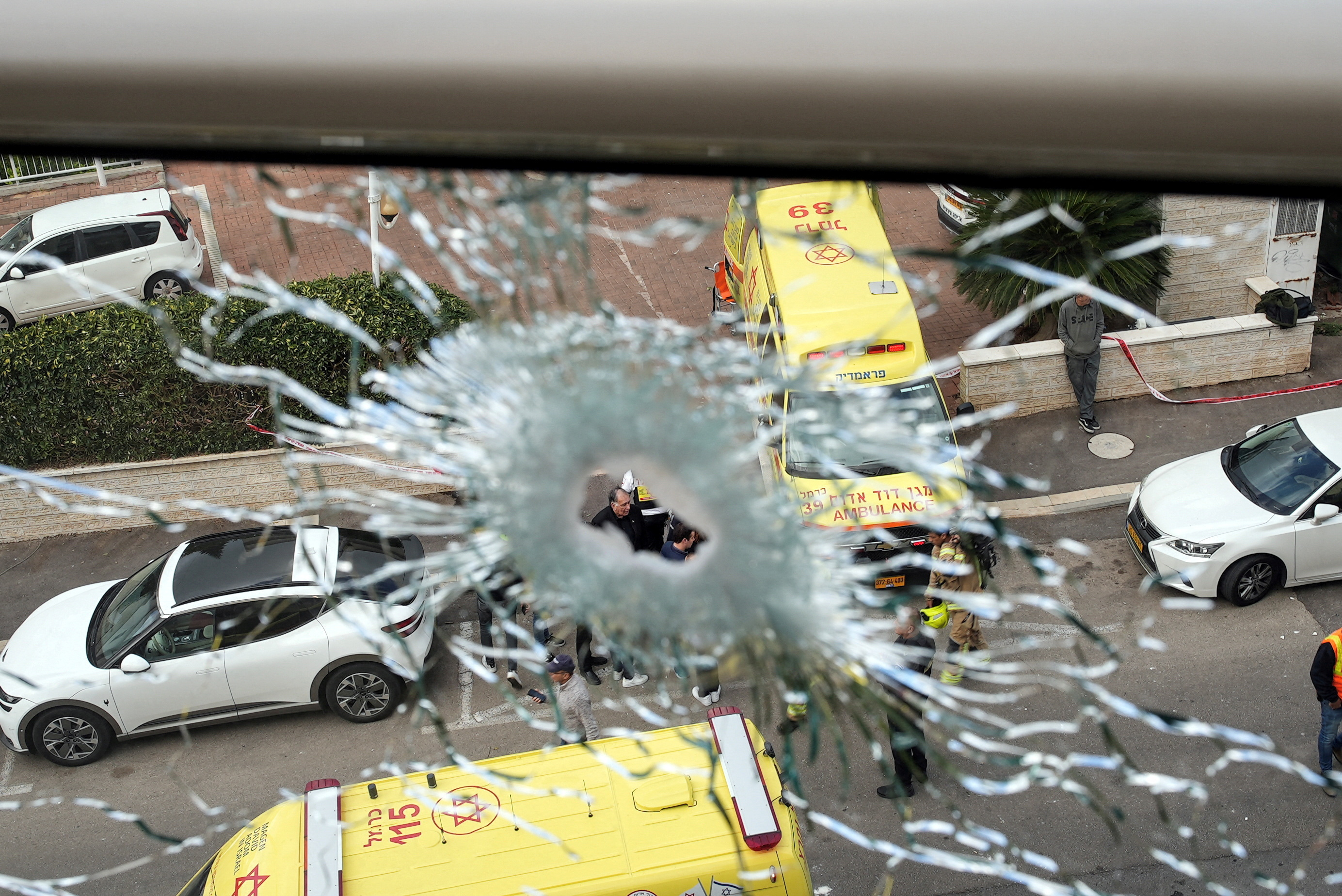 Damage following rocket attack from Lebanon towards Israel, in Haifa