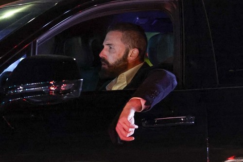 *EXCLUSIVE* Ben Affleck looks shocked while driving home from his office to see the huge fire burning across the street from where he lives in LA!