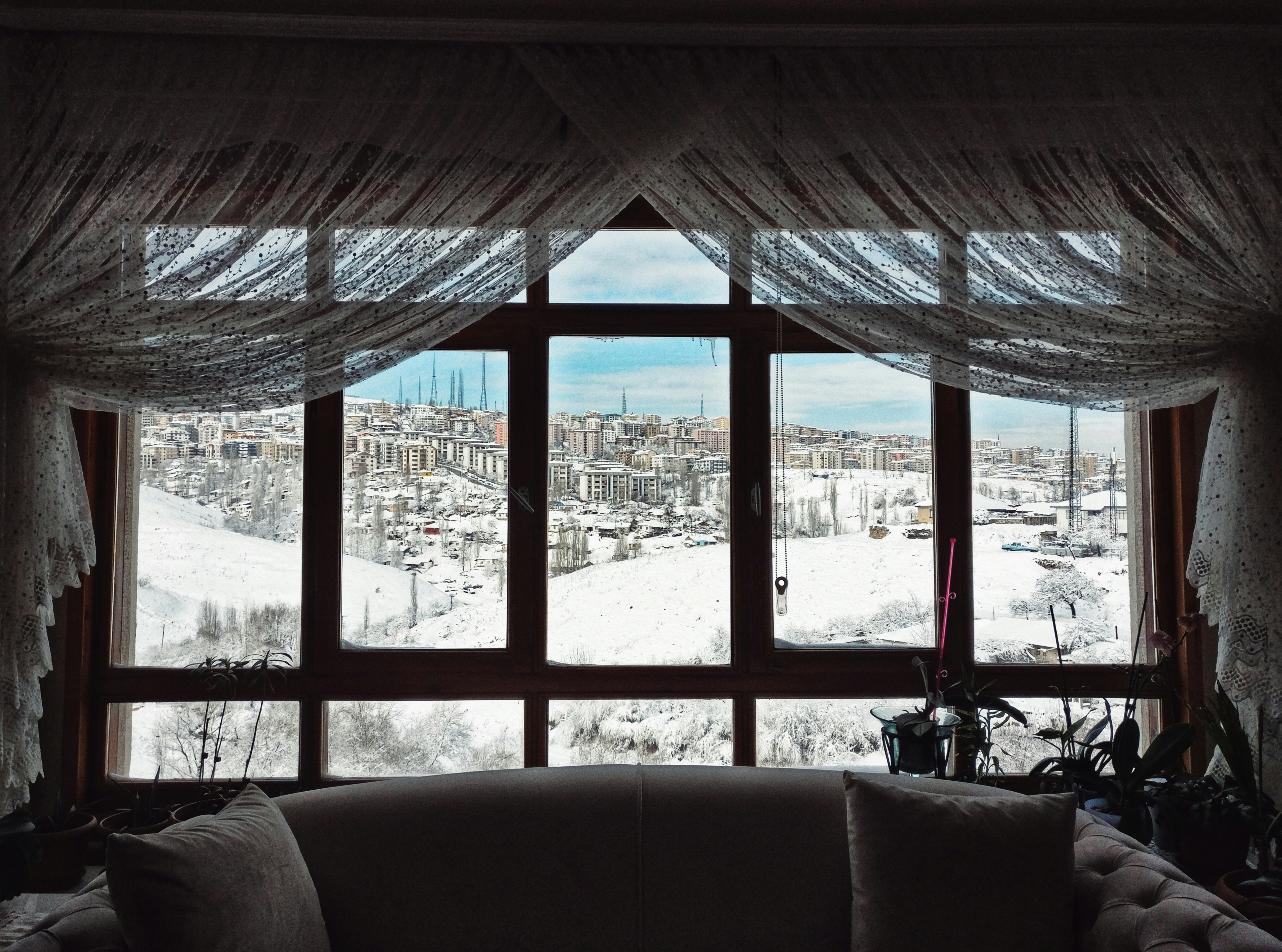 prozori, kuća, zima