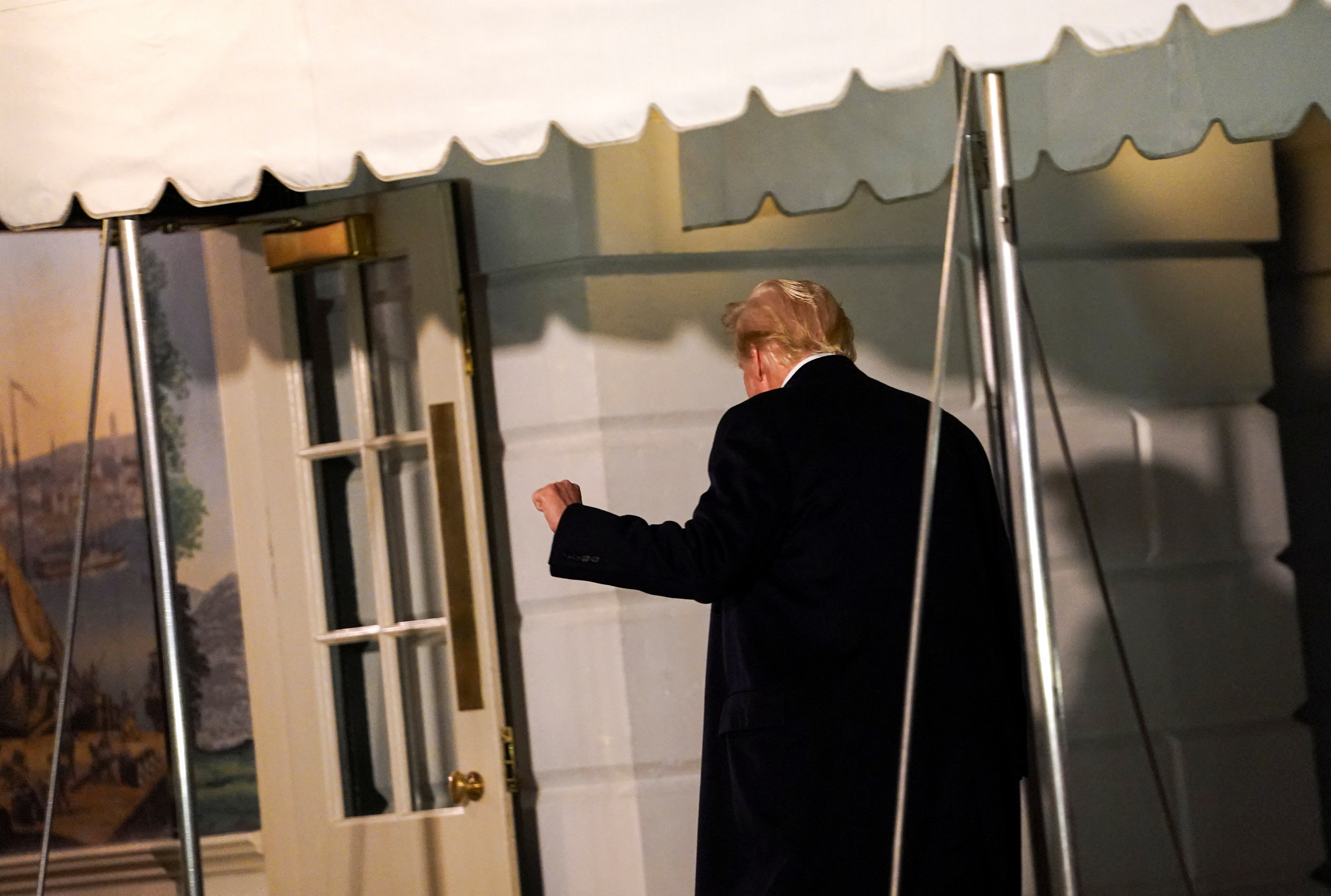 U.S. President Trump arrives on the South Lawn of the White House in Washington