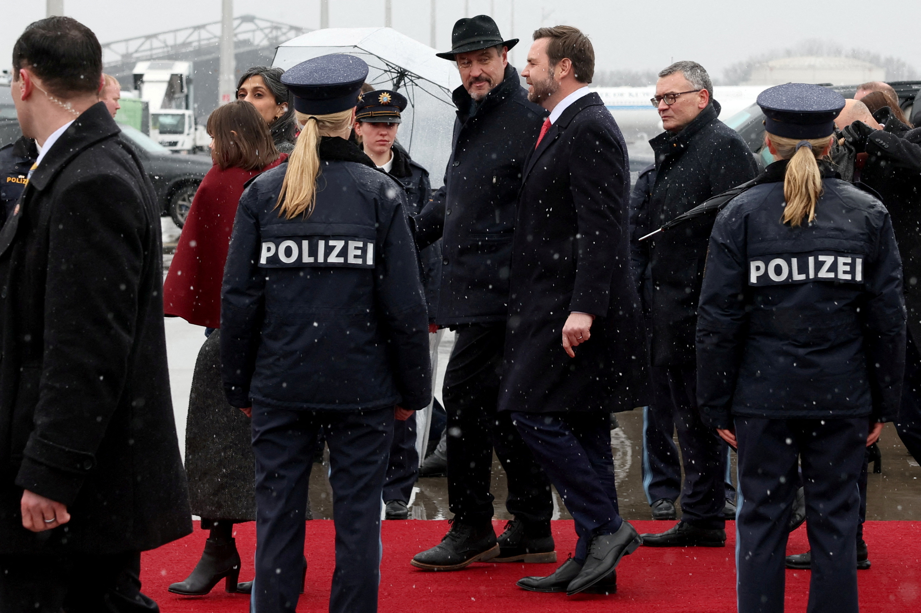 U.S. Vice President JD Vance arrives at Munich airport ahead of Munich Security Conference