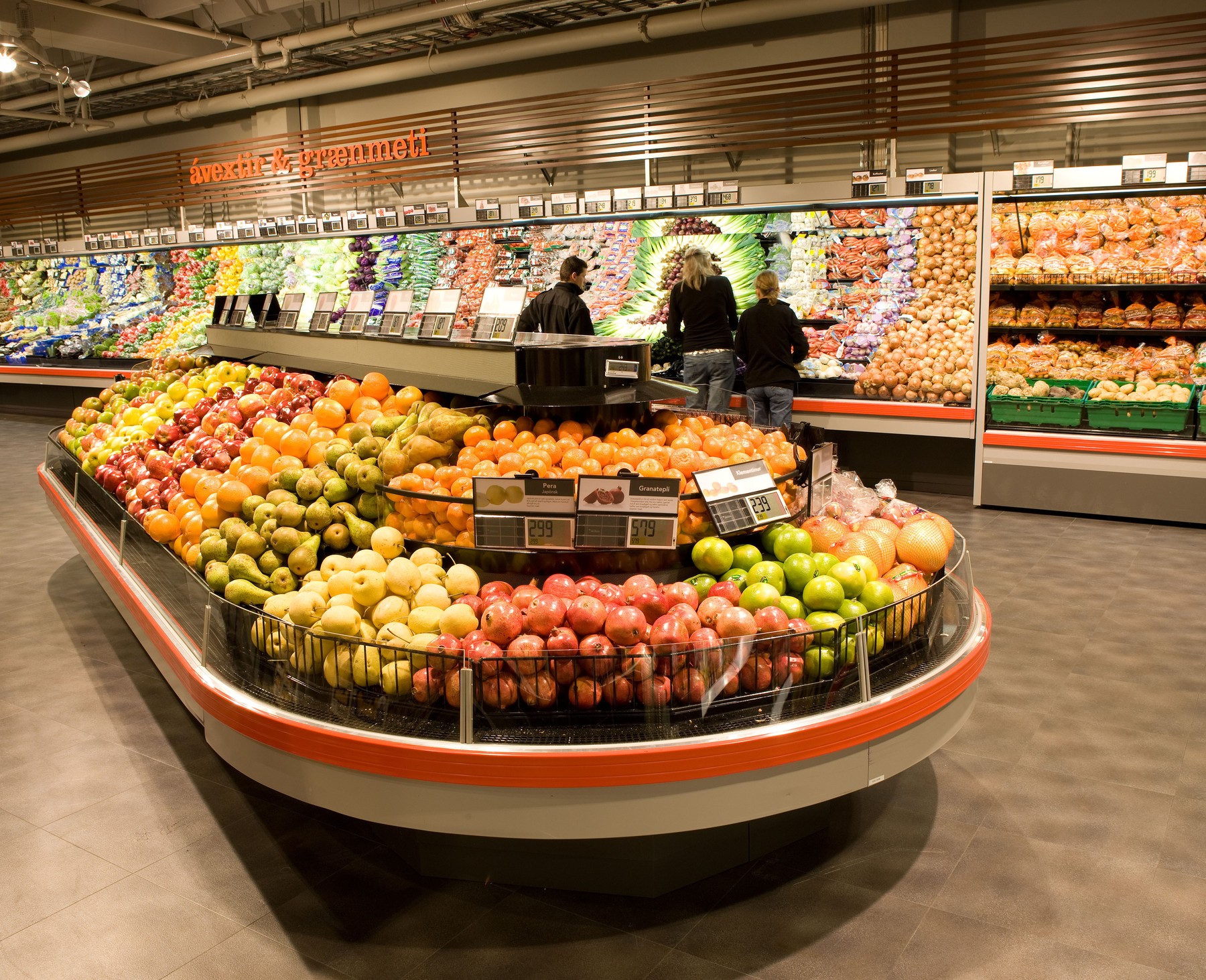 Fruit and vegetable section in supermarket, Reykjavik Iceland