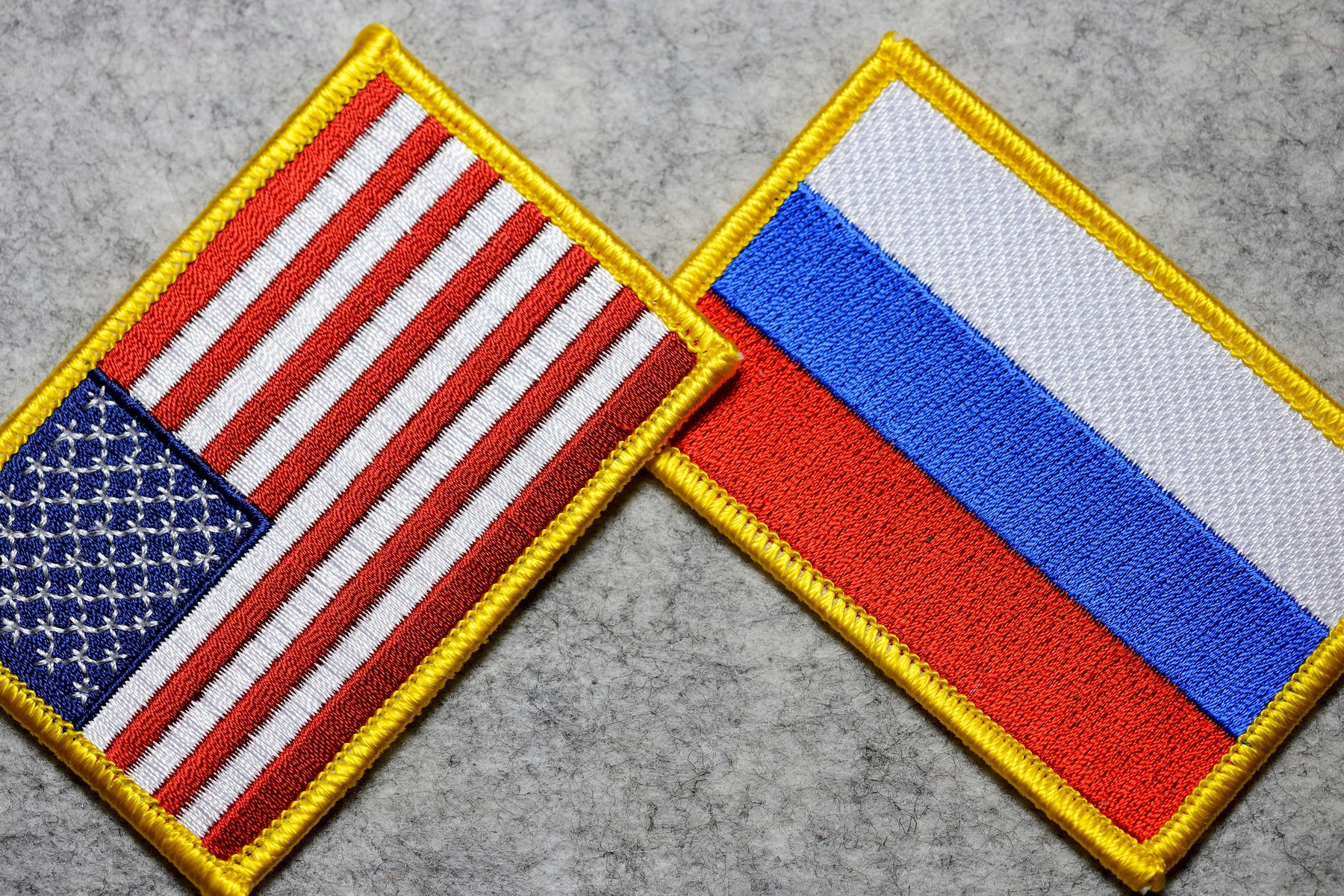 Flags of the USA and Russia