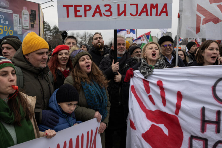 Protest over the fatal November 2024 Novi Sad railway station roof collapse, in Kragujevac