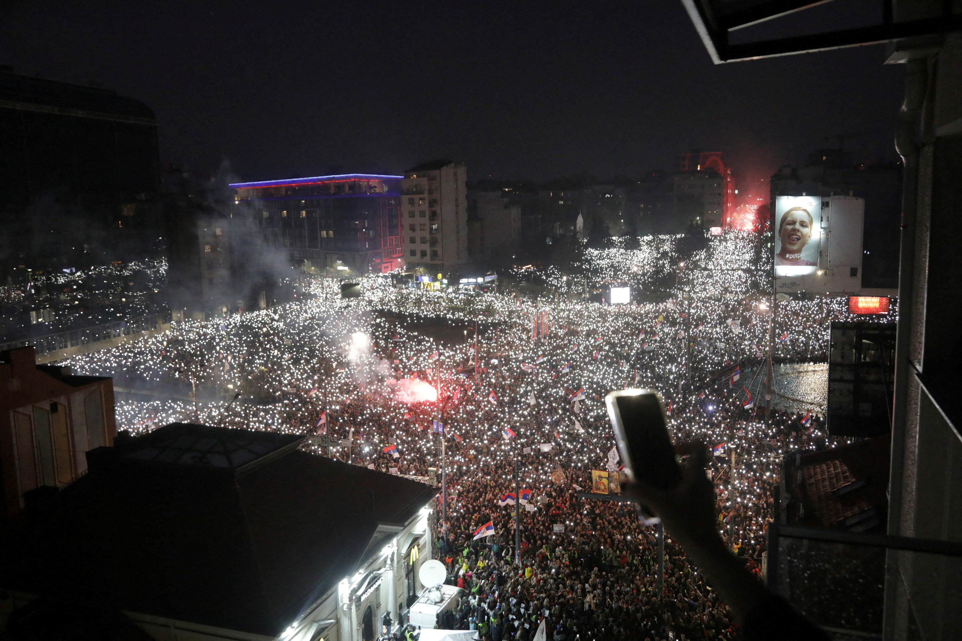 Protest over the fatal November 2024 Novi Sad railway station roof collapse, in Belgrade
