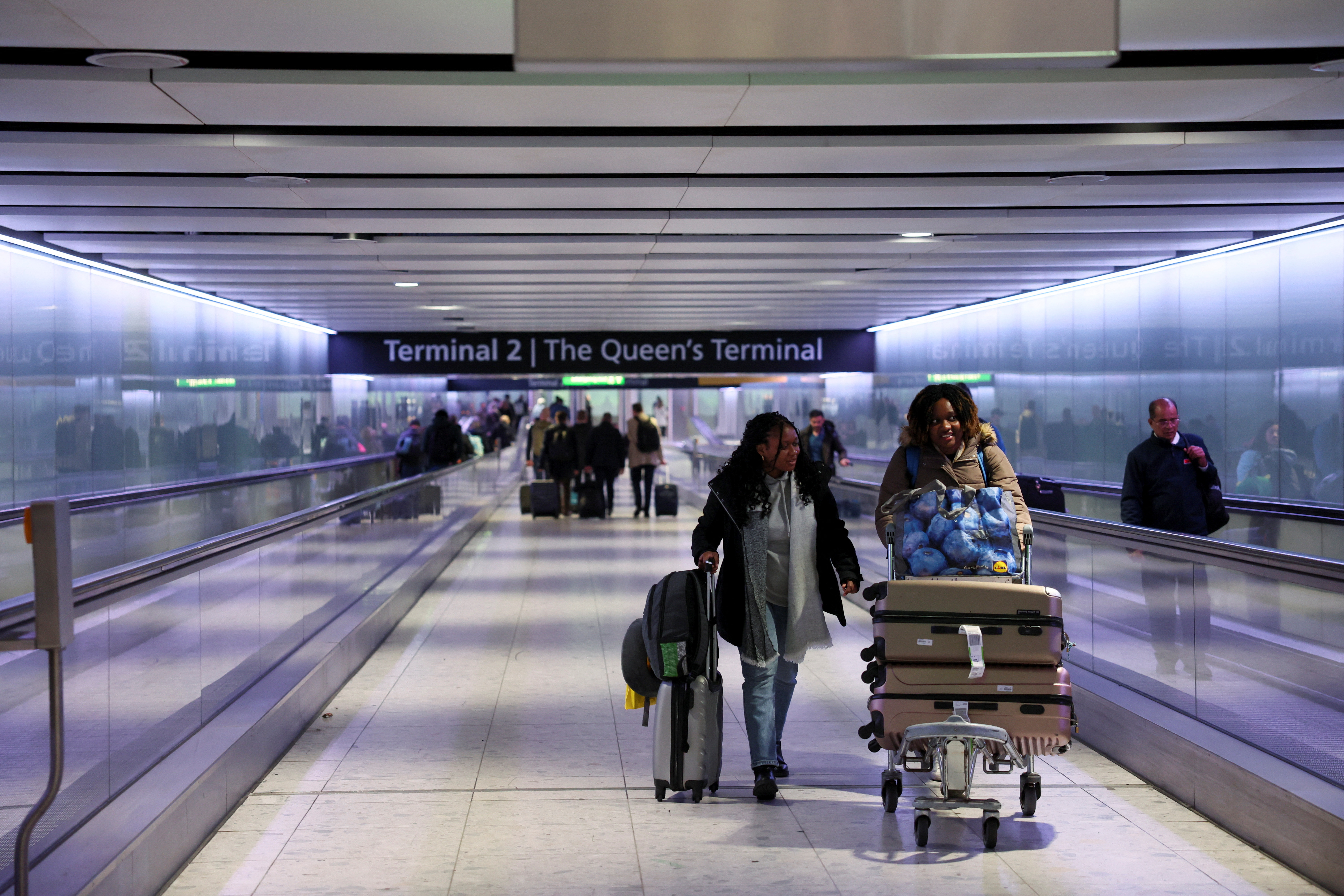 Scenes from Heathrow airport, after a fire at a nearby electrical substation wiped out the power at the airport