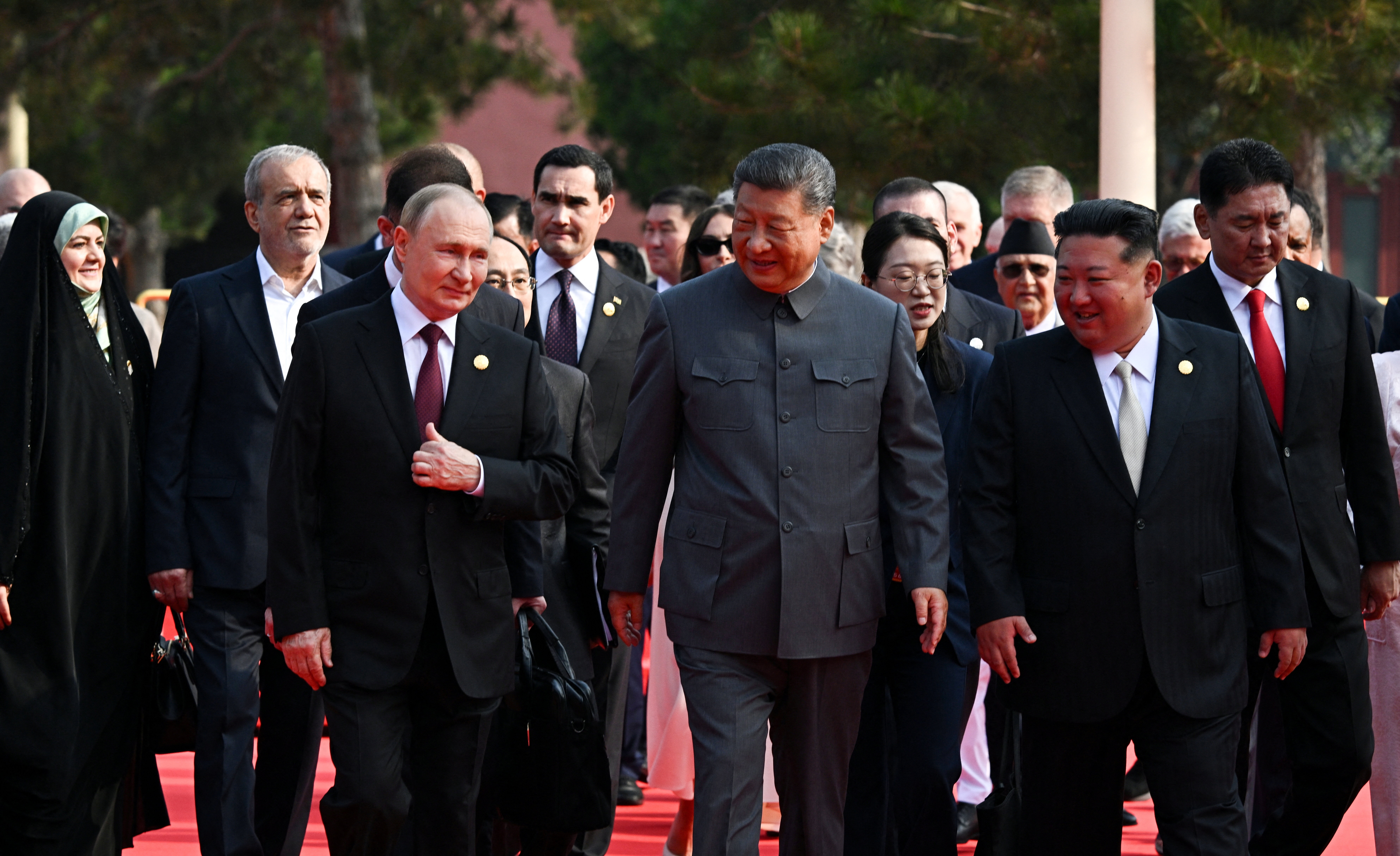 Russian President Vladimir Putin, Chinese President Xi Jinping, North Korean leader Kim Jong Un