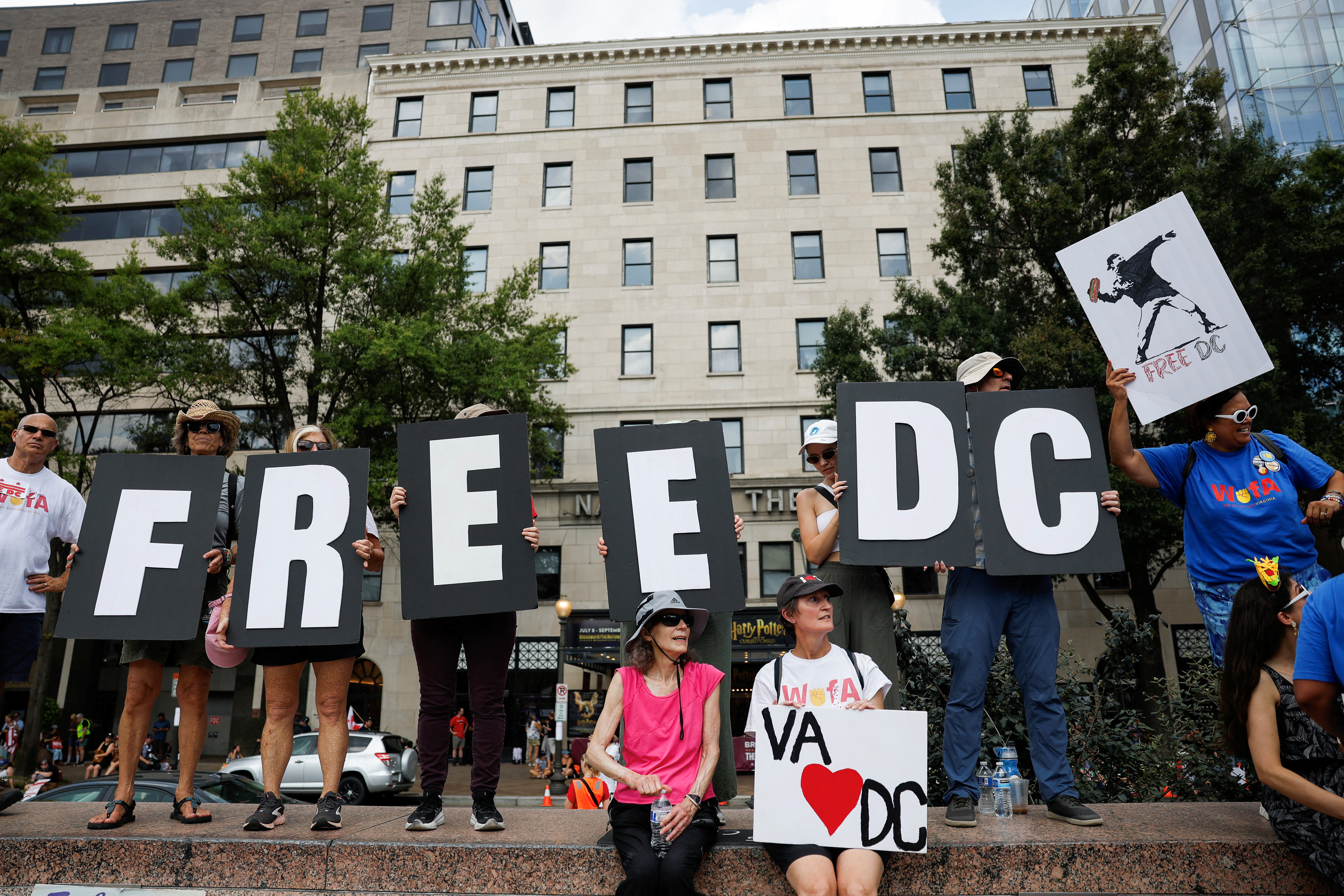 Demonstrators attend the "We Are All D.C." protest against the National Guard troops, in Washington, D.C., U.S., September 6, 2025.