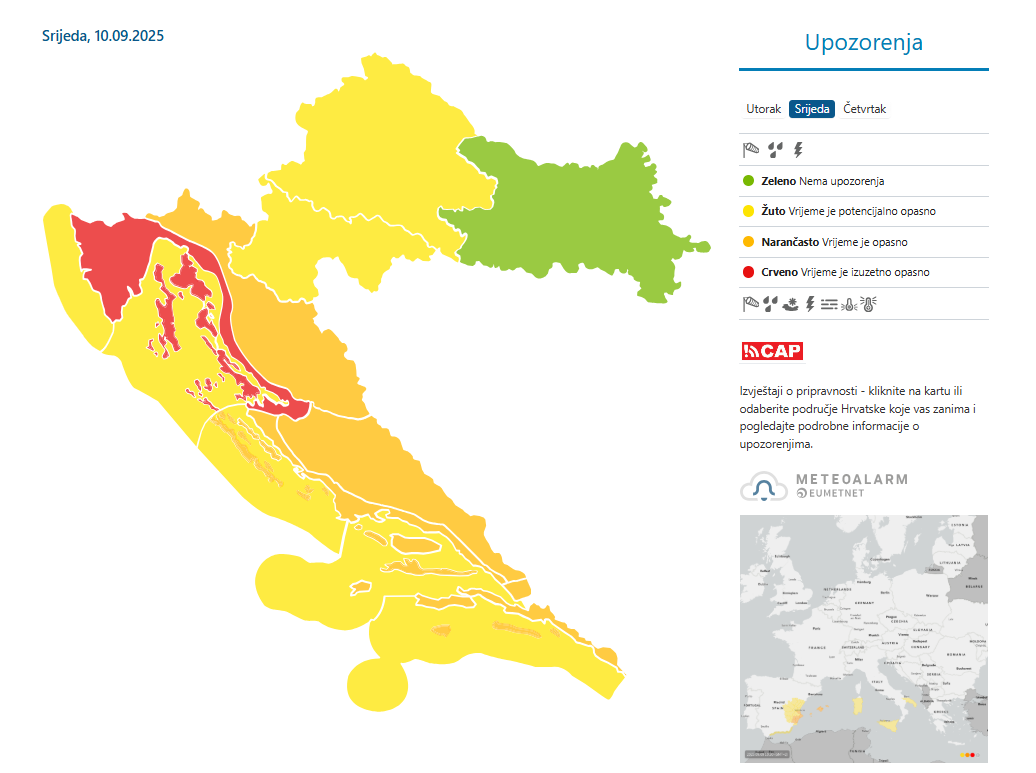 crveno upozorenje za Riječku regiju