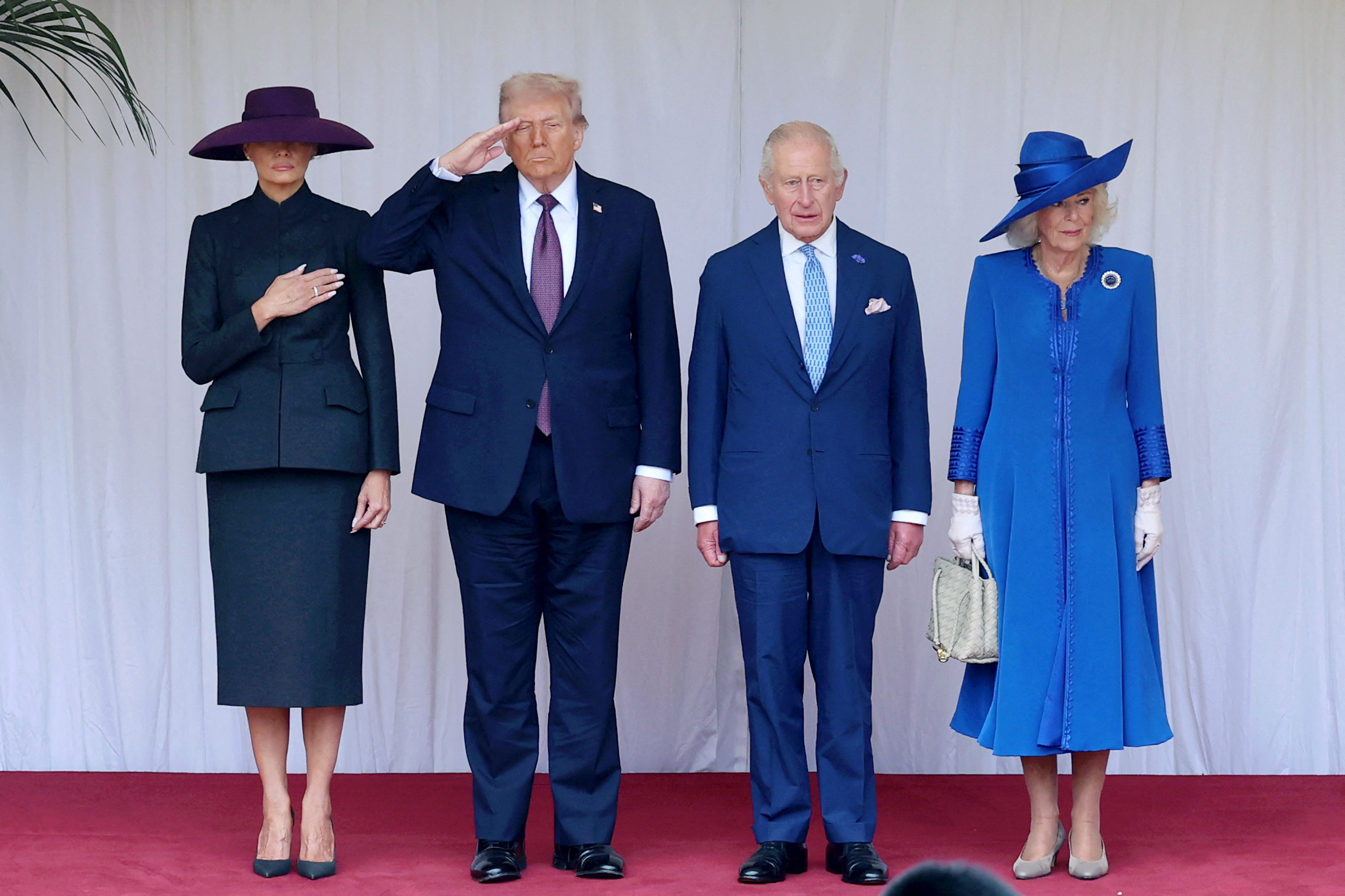 First Lady Melania Trump, U.S. President Donald Trump, King Charles III and Queen Camilla