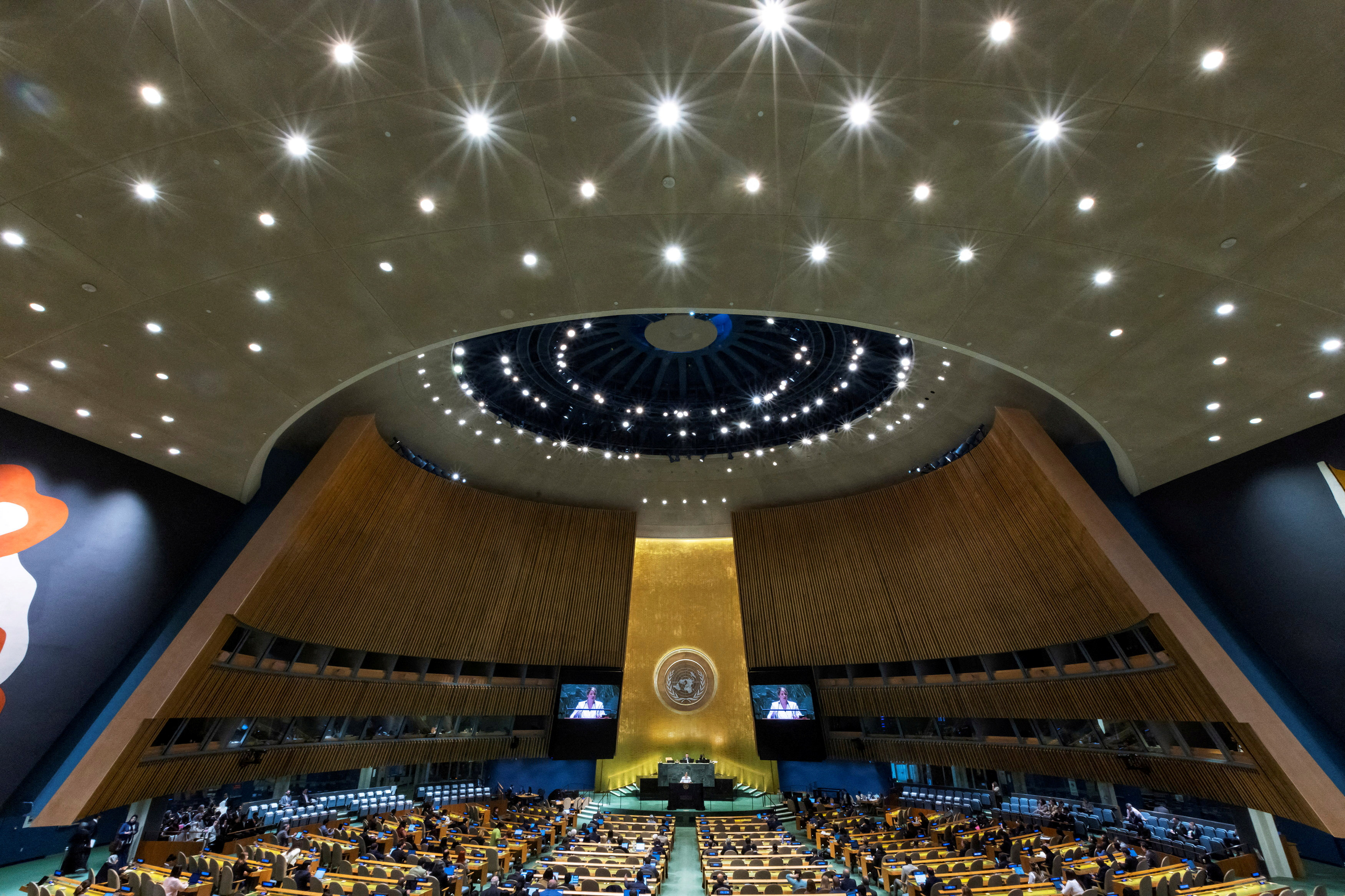 FILE PHOTO: Canada's Minister of Foreign Affairs Melanie Joly addresses the 79th United Nations General Assembly at U.N. headquarters in New York, U.S., September 30, 2024.  REUTERS/Eduardo Munoz/File Photo