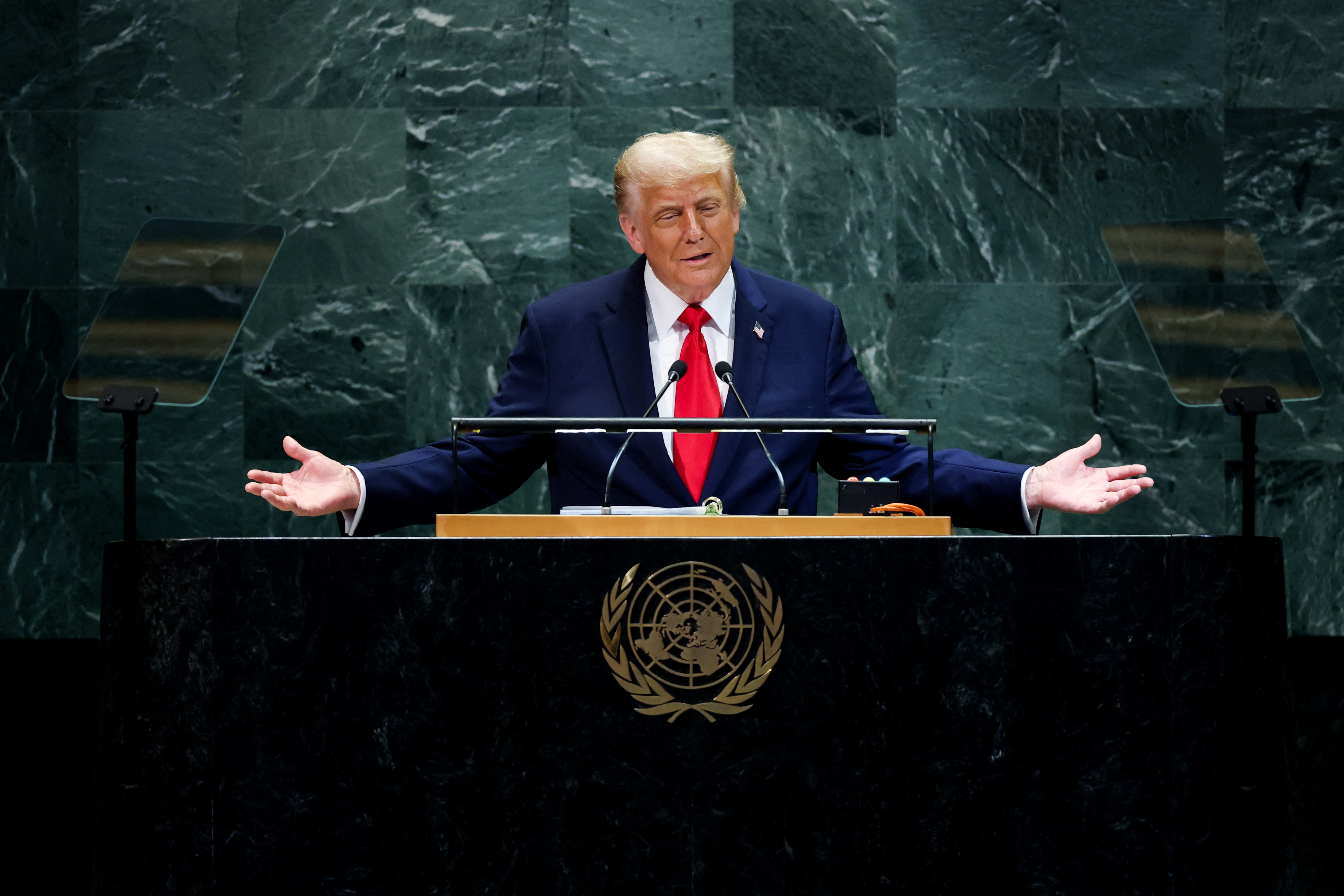 U.S. President Donald Trump addresses the 80th United Nations General Assembly at U.N. headquarters in New York City, U.S., September 23, 2025.