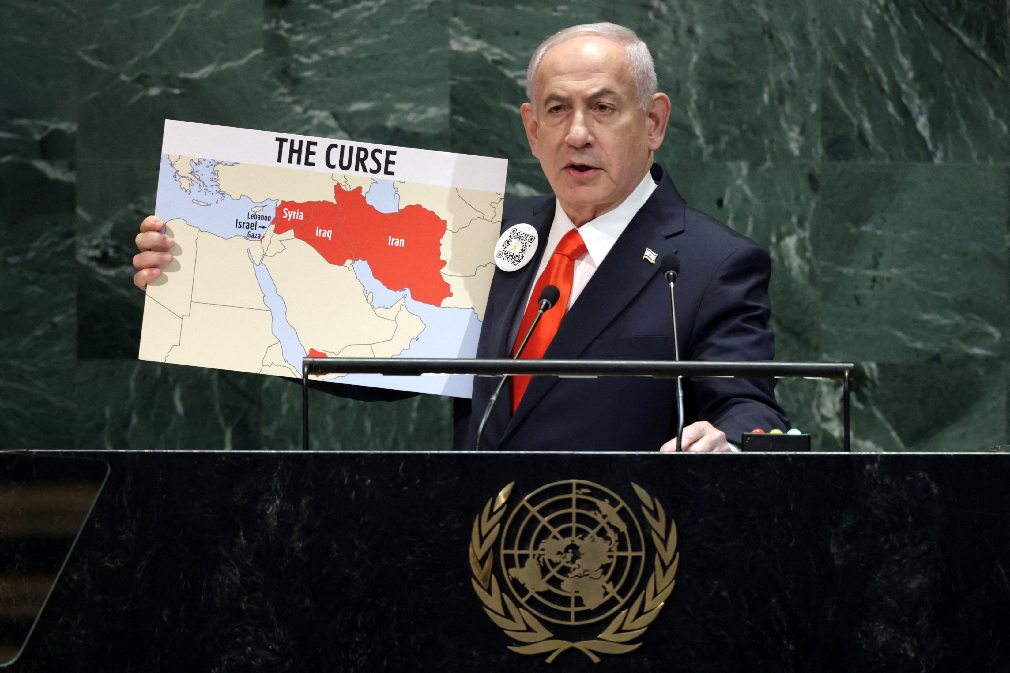 Israeli Prime Minister Benjamin Netanyahu addresses the 80th United Nations General Assembly (UNGA) at U.N. headquarters in New York City, U.S., September 26, 2025.