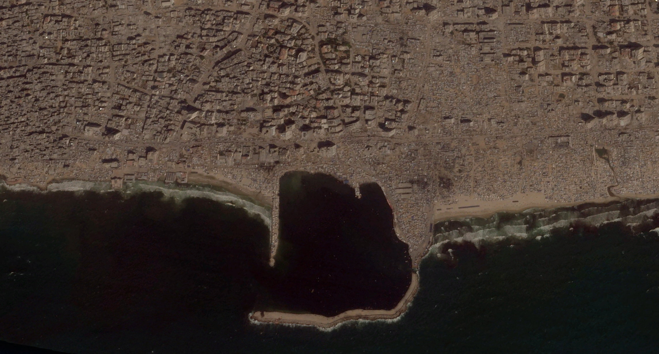 A satellite image shows port of Gaza during the war, August 25, 2025.