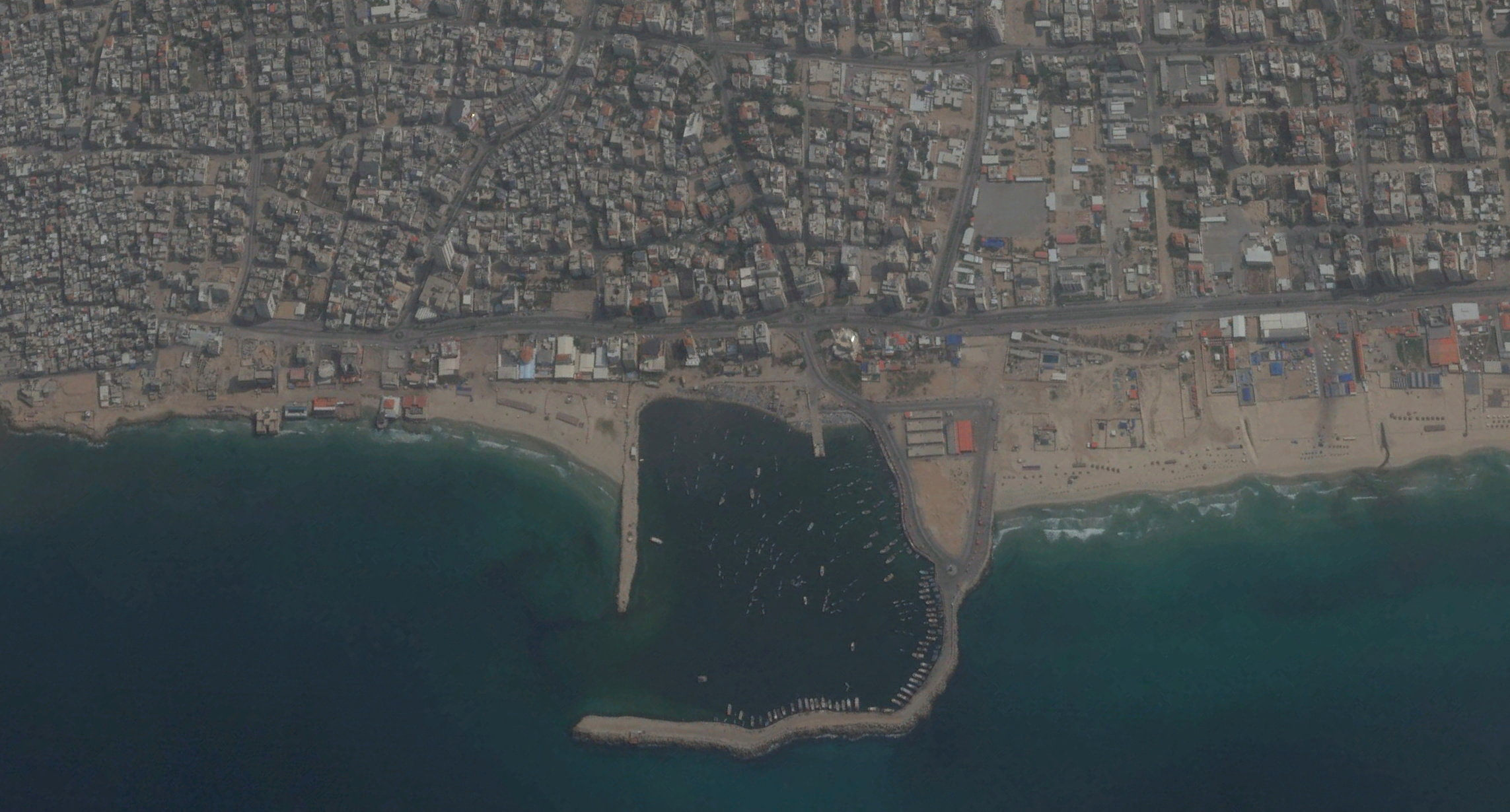 A satellite image shows port of Gaza the day after the outbreak of the current wa