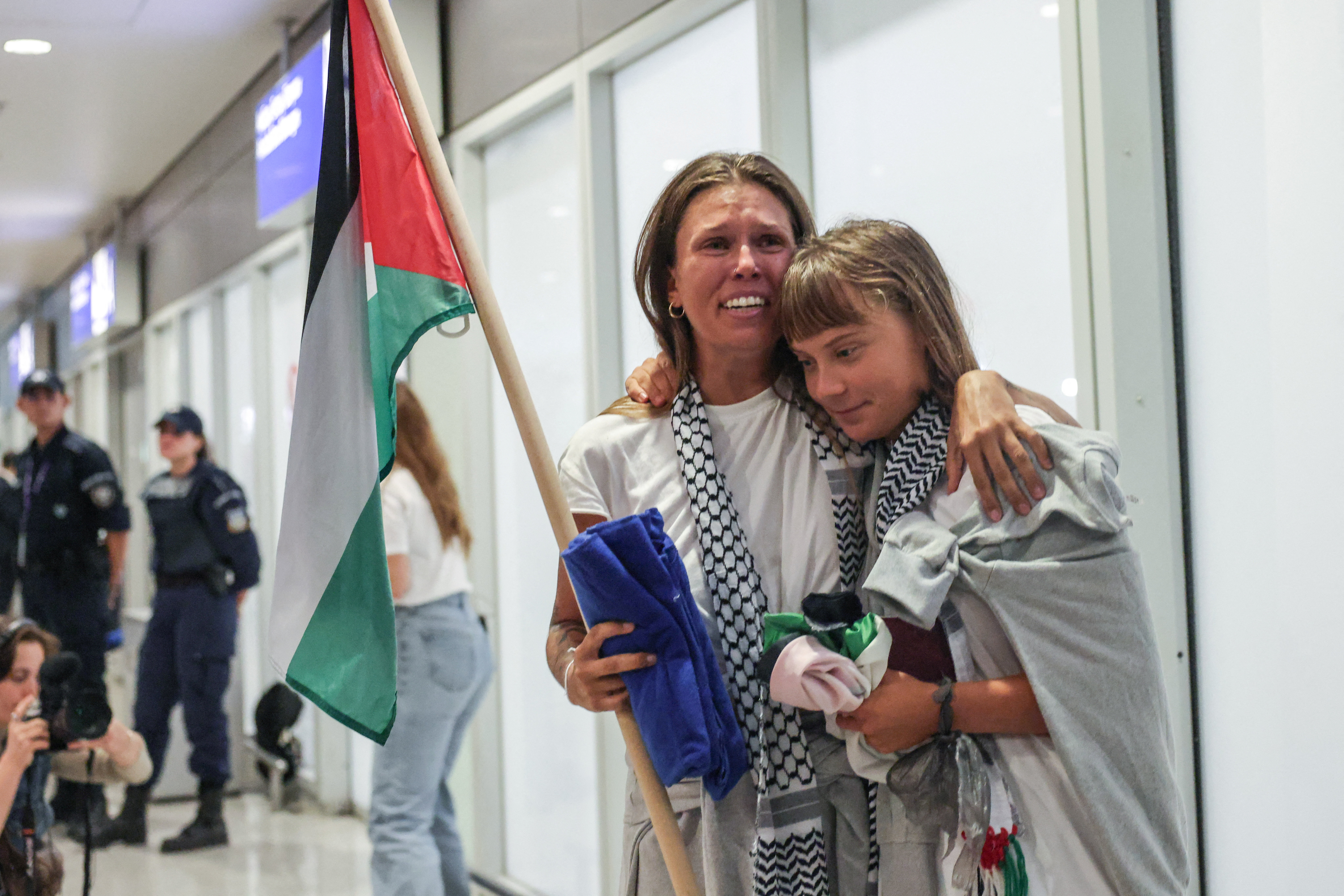 Swedish activist Greta Thunberg, who was part of the Global Sumud Flotilla seeking to deliver aid to Gaza and was detained by Israel