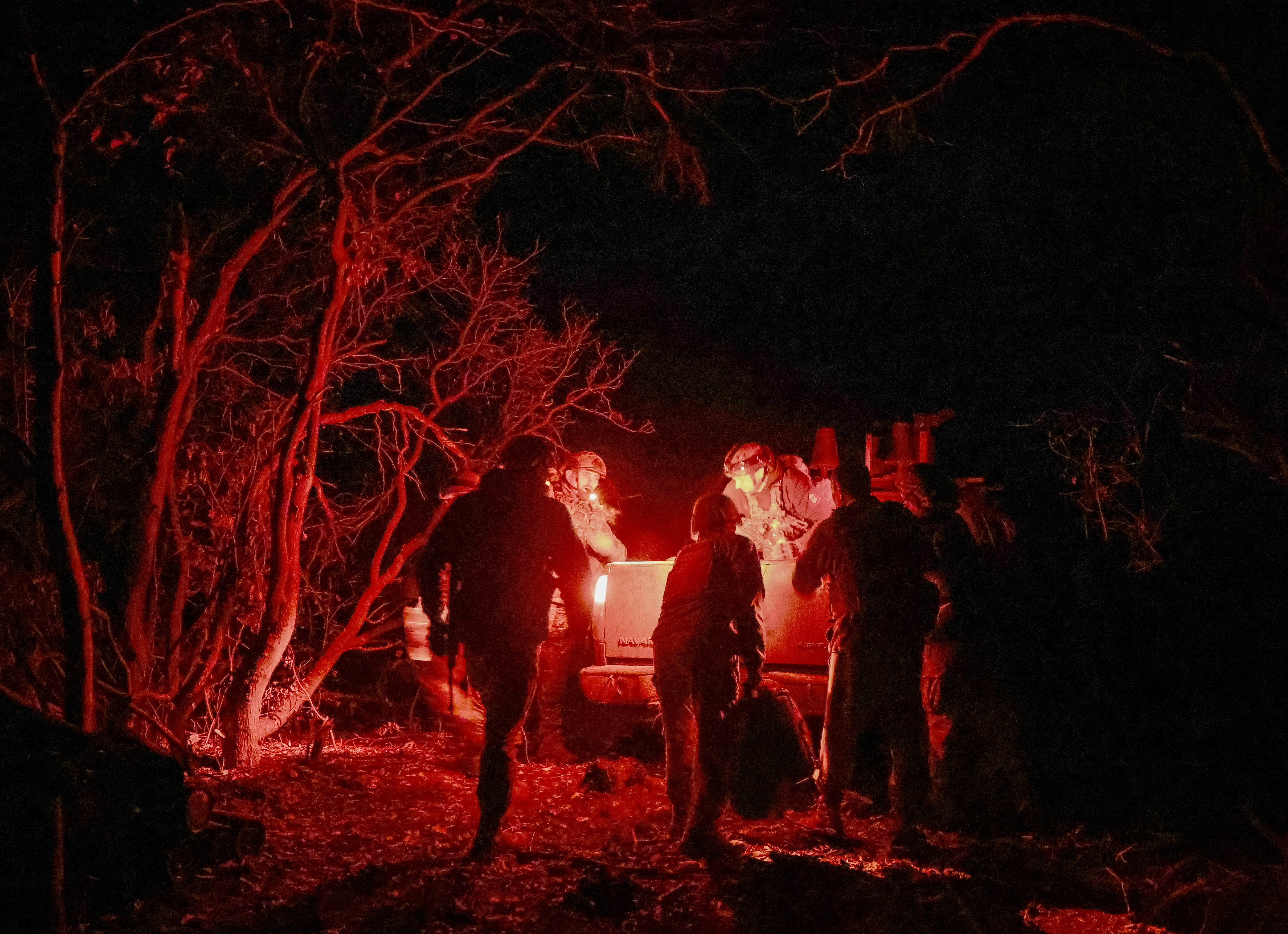 Artillerymen of the 152nd Separate Jaeger Brigade get into a car after a combat mission, amid Russia's attack on Ukraine, near the frontline town of Pokrovsk