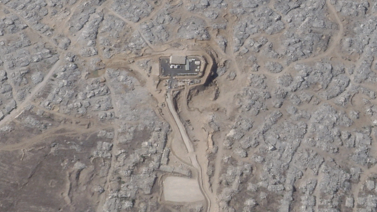 A satellite image shows earthwork in progress at an Israeli