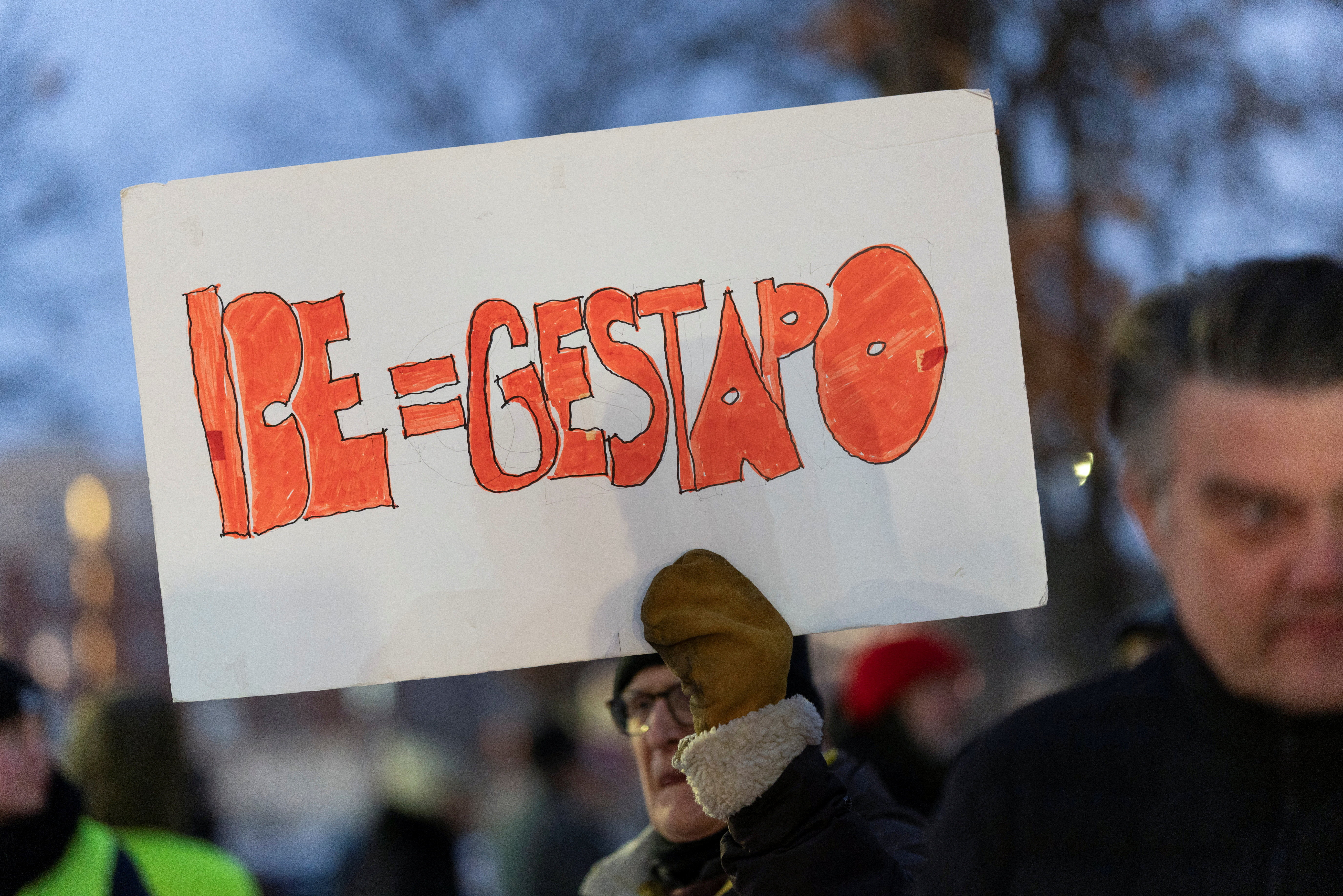 Demonstrators rally in protest against Immigration and Customs Enforcement (ICE), amid a reported federal immigration operation targeting the Somali community, in Minneapolis, Minnesota